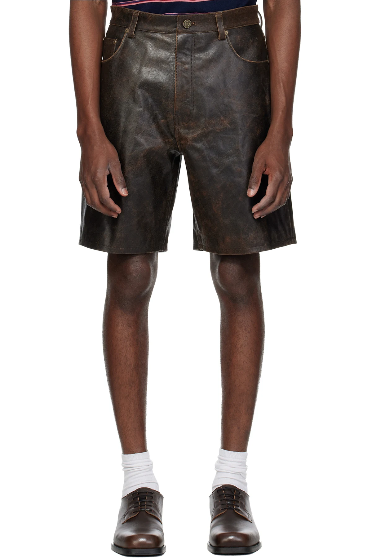 Brown Deadend Leather Short