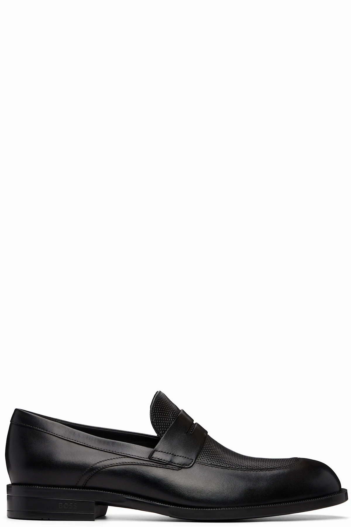 Black Penny Trim Leather Loafers