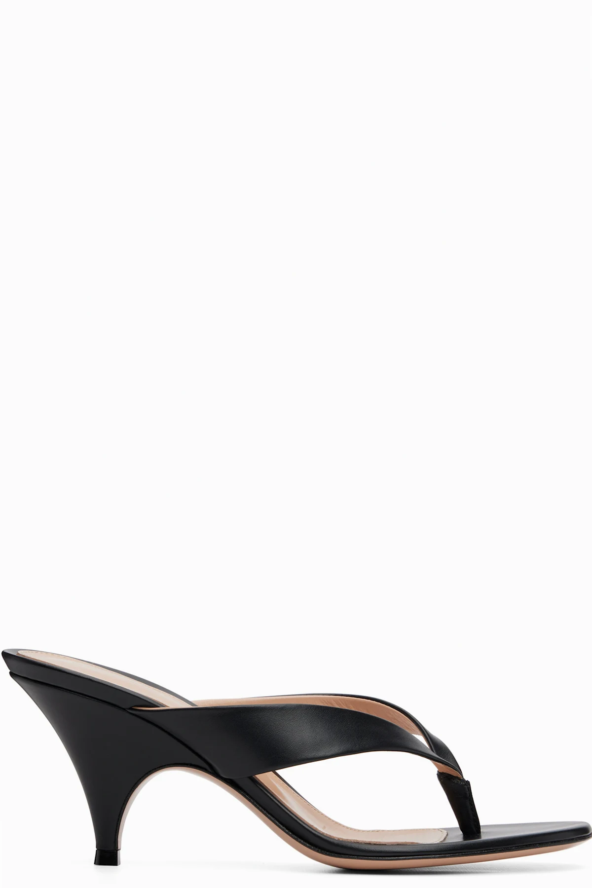 Black Sofia Thong Heeled Sandals
