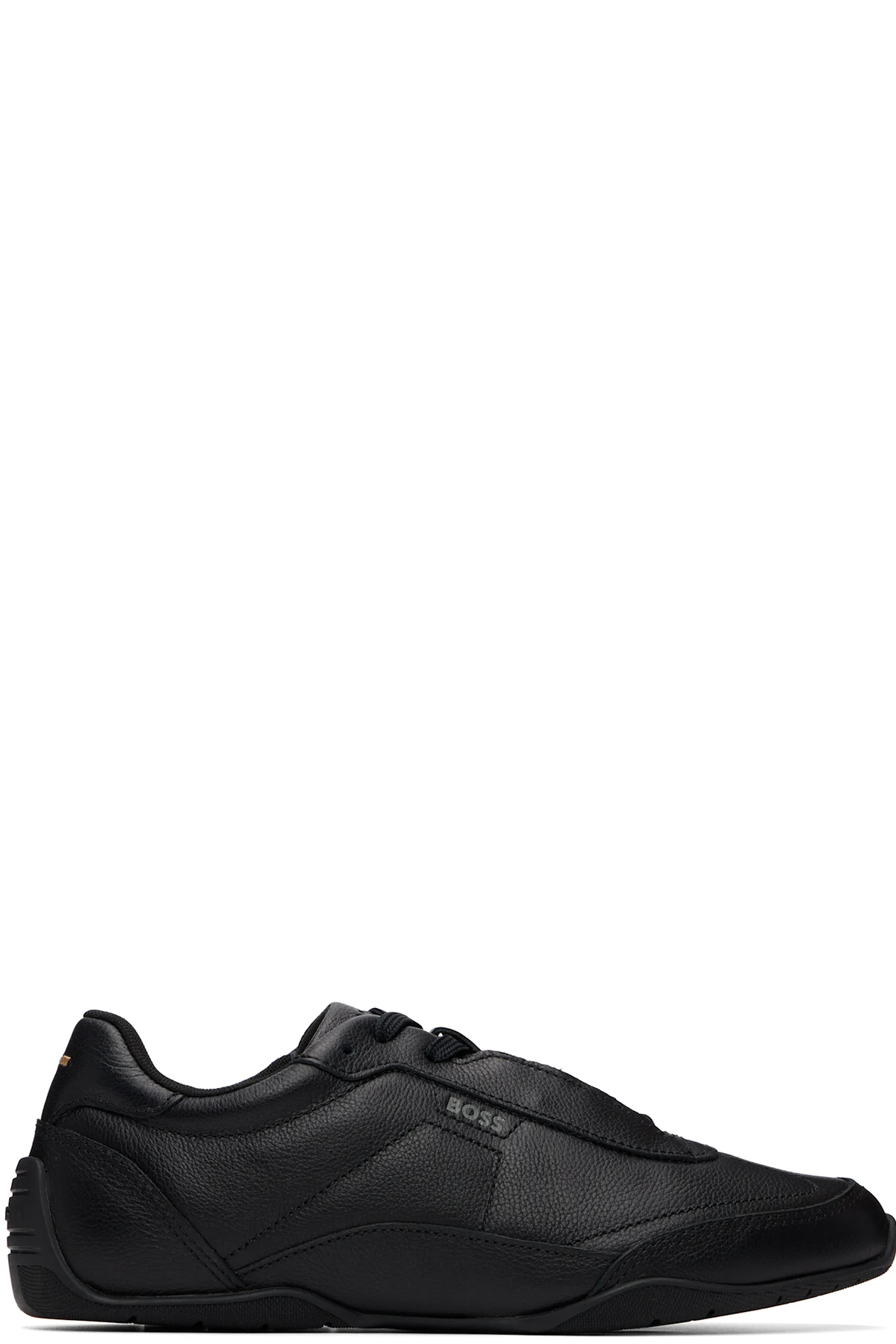 Black Logo Detail Leather Sneakers