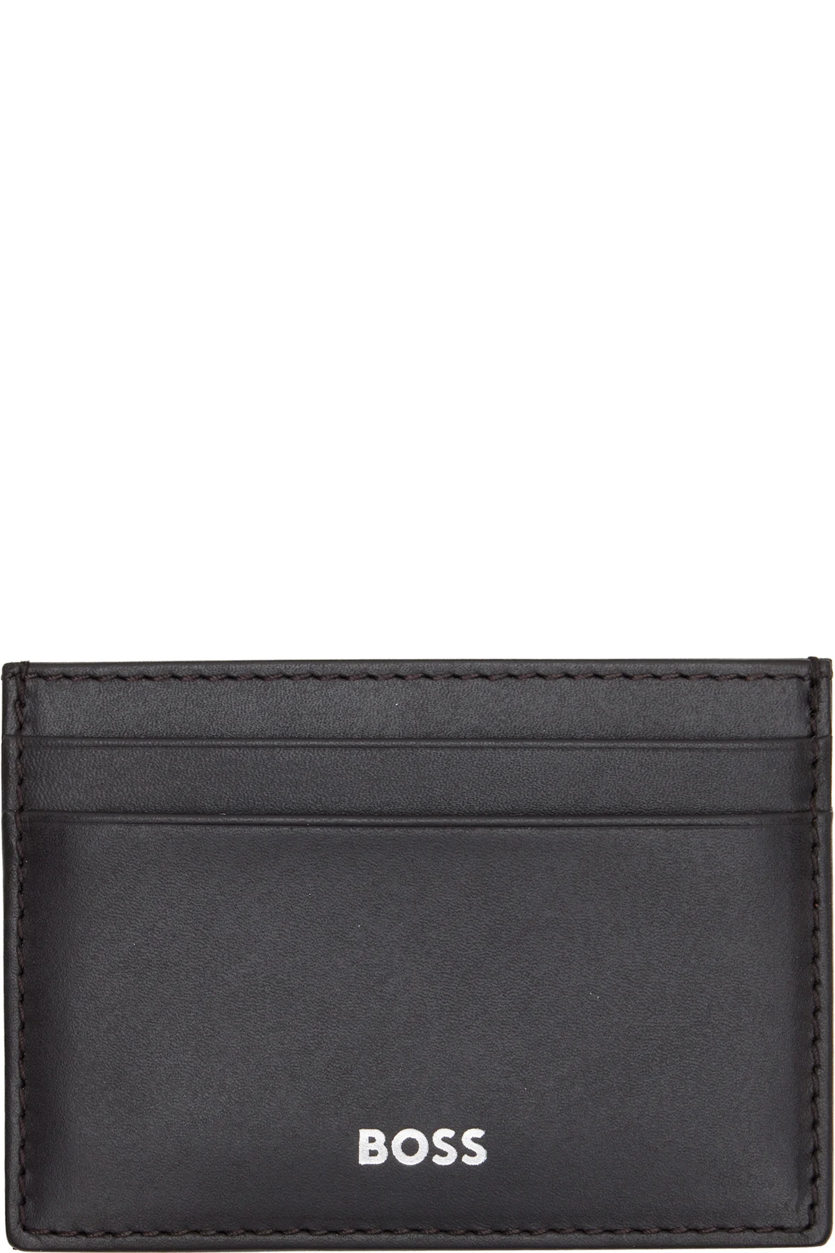 Black Logo Stamp Leather Card Holder