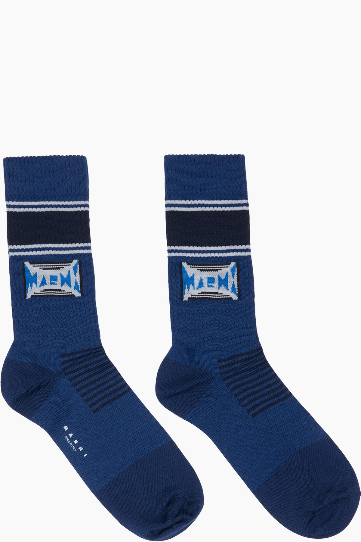 Navy Jacquard Logo Cotton Socks