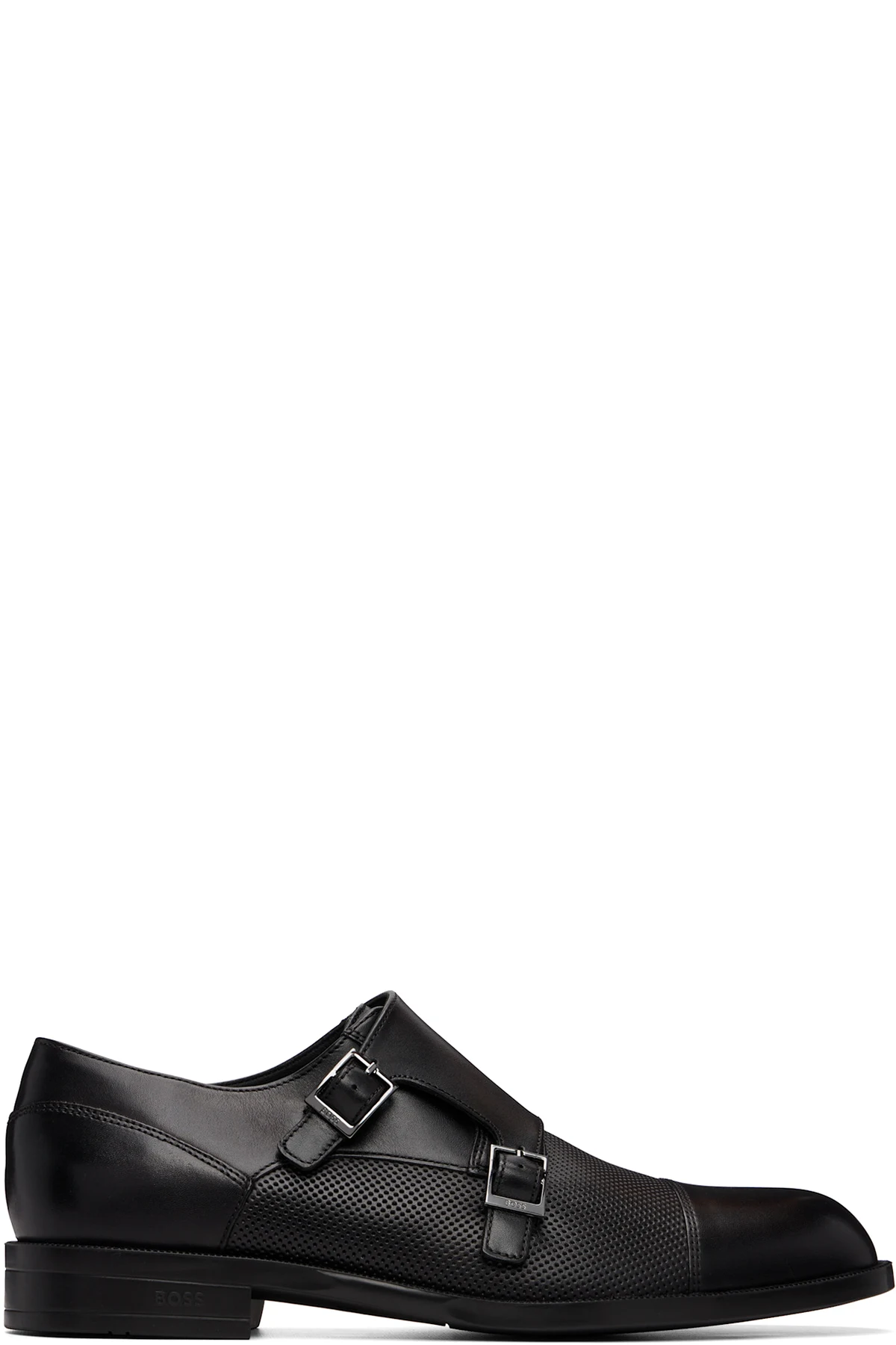 Black Double Monk Leather Monkstraps