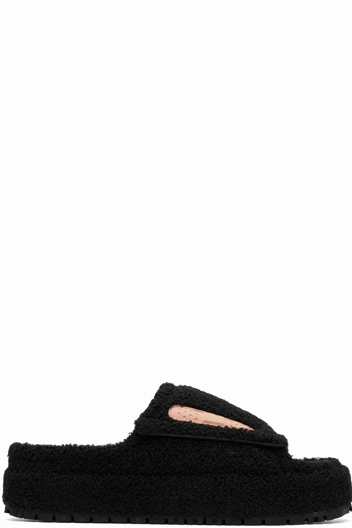 Black Sherpa Fleece Sandals
