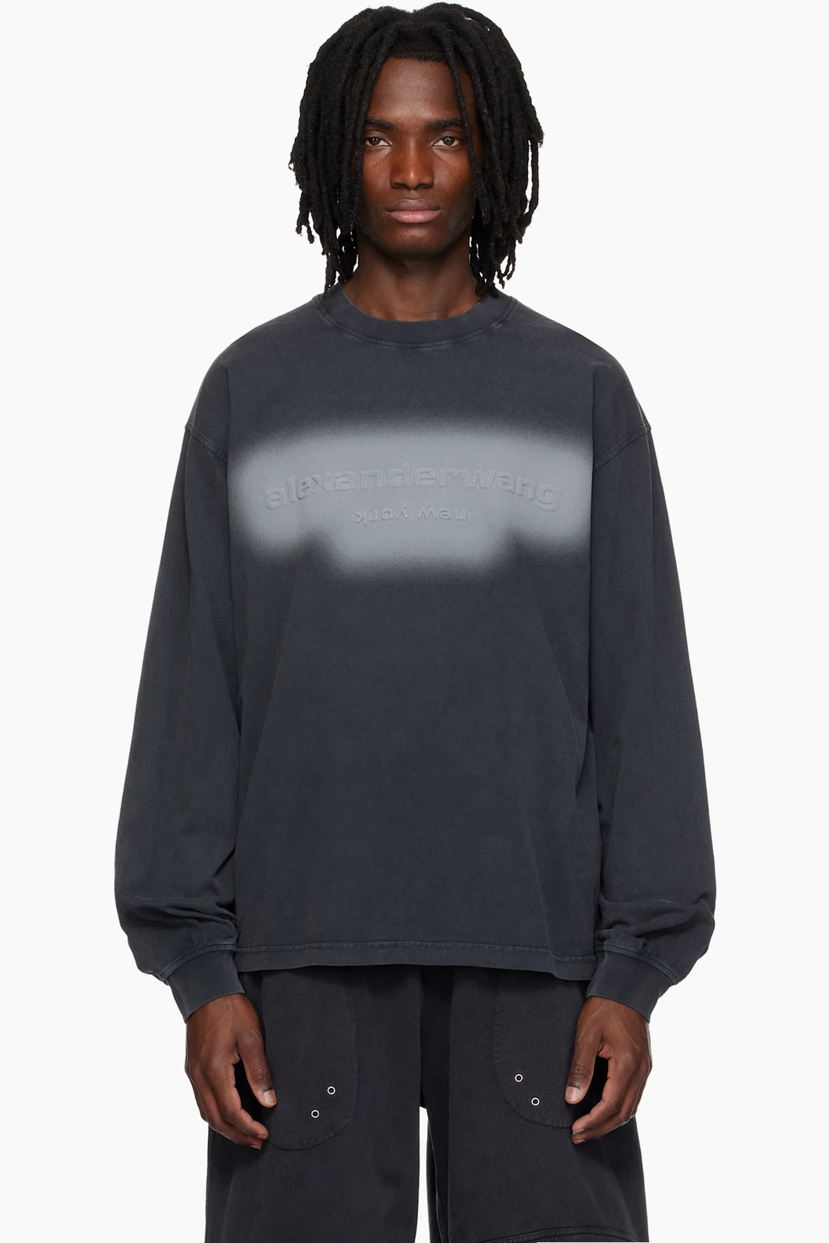 Black Long Sleeve Embossed Halo T-shirt