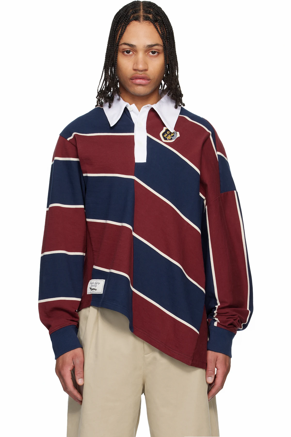 Blue & Red Warped Polo
