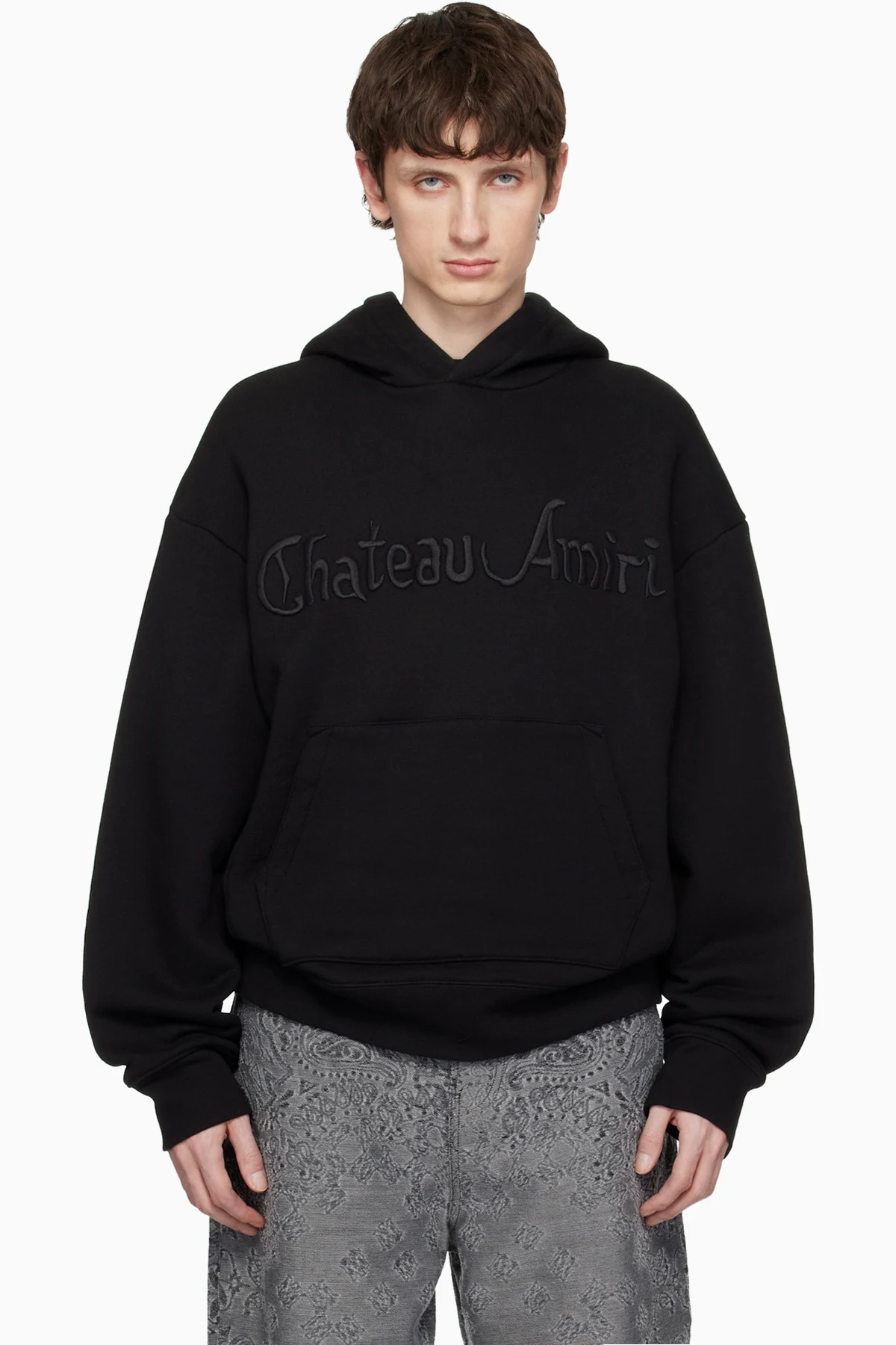 Black 'Chateau AMIRI' Tonal Oversized Hoodie