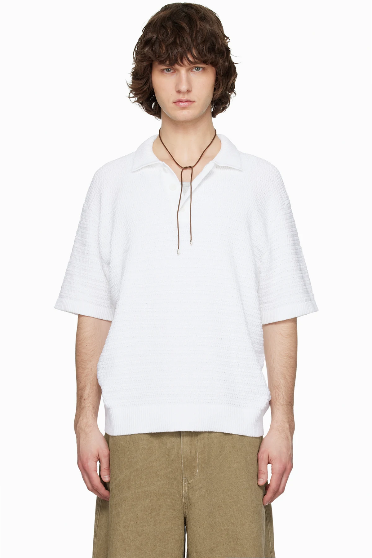White Textured Polo
