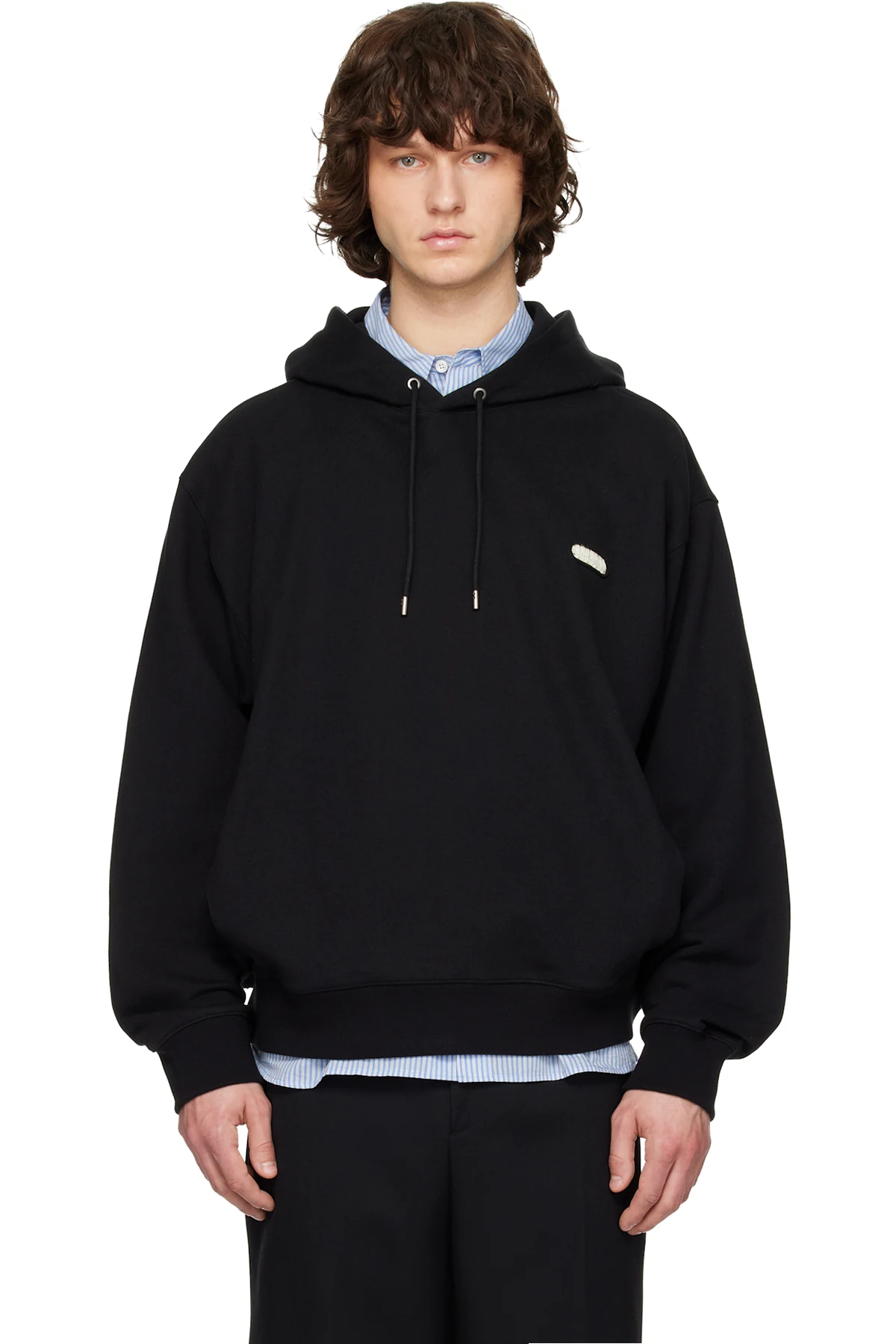 Black Solid Back Logo Hoodie