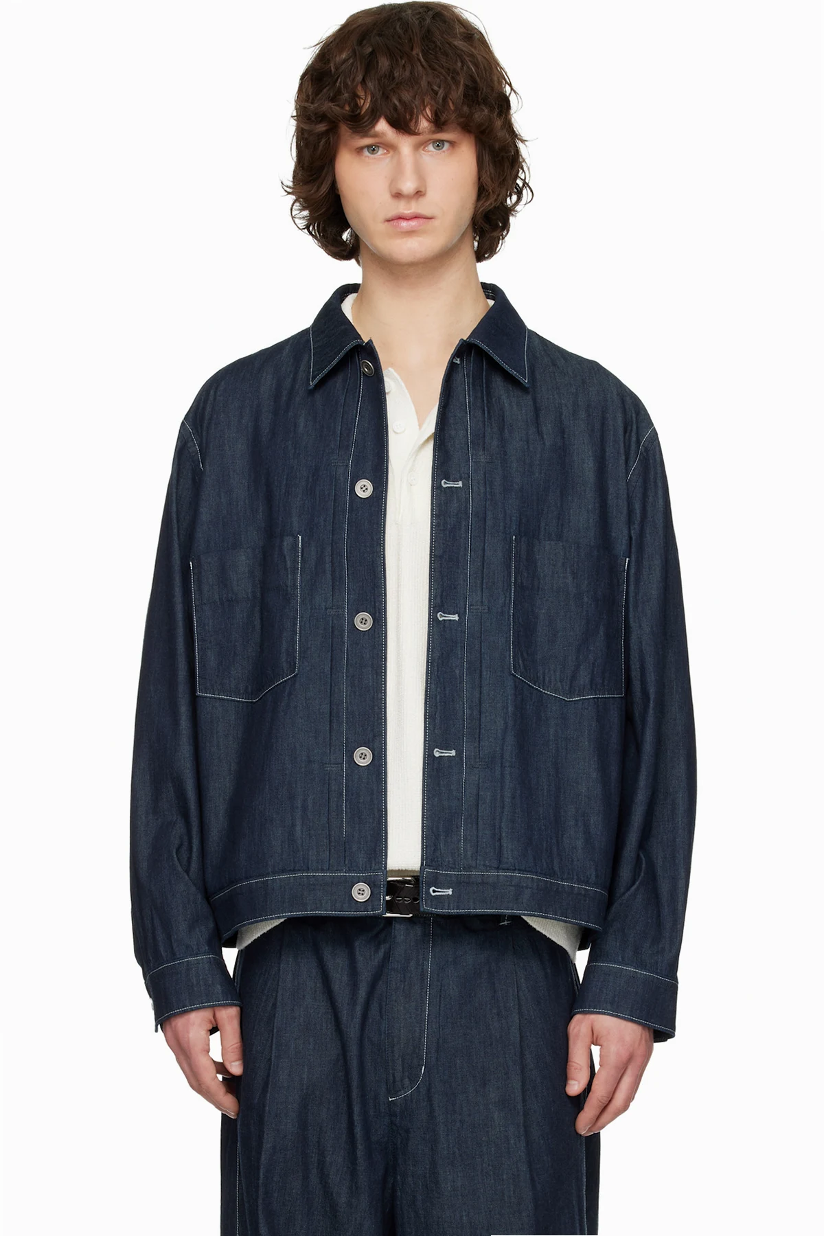 Navy Japanese Denim Trucker Jacket