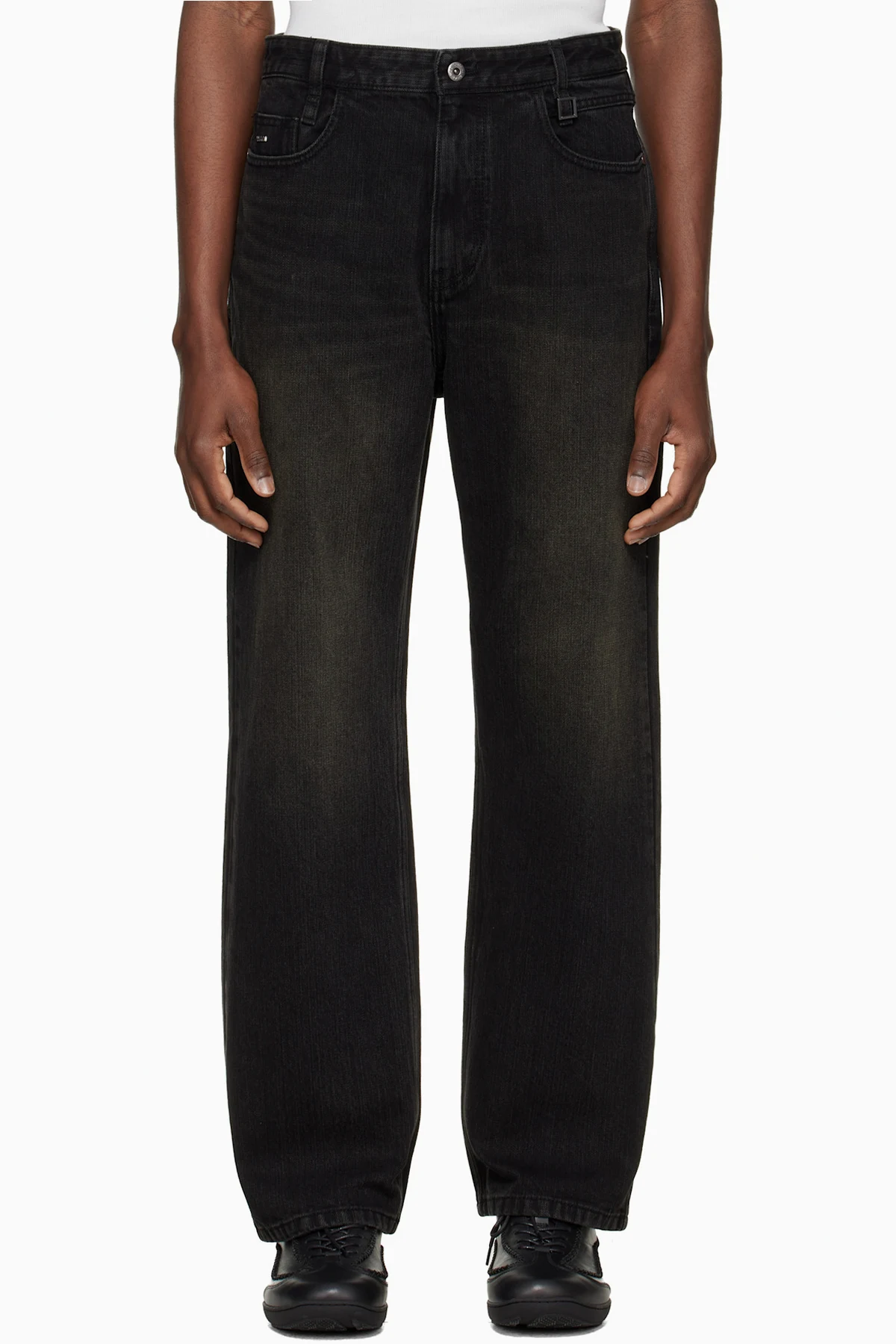 Black Tin Wash Straight Jeans