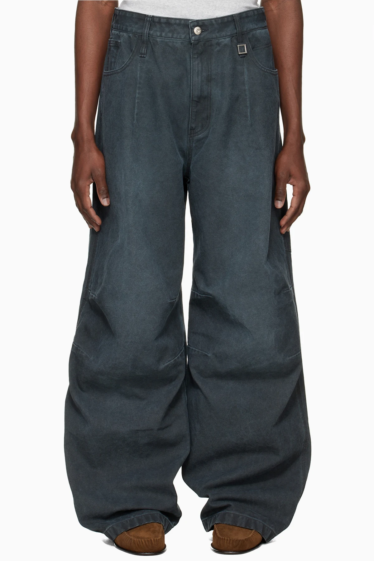 Gray 3D Wide Dyed Trousers