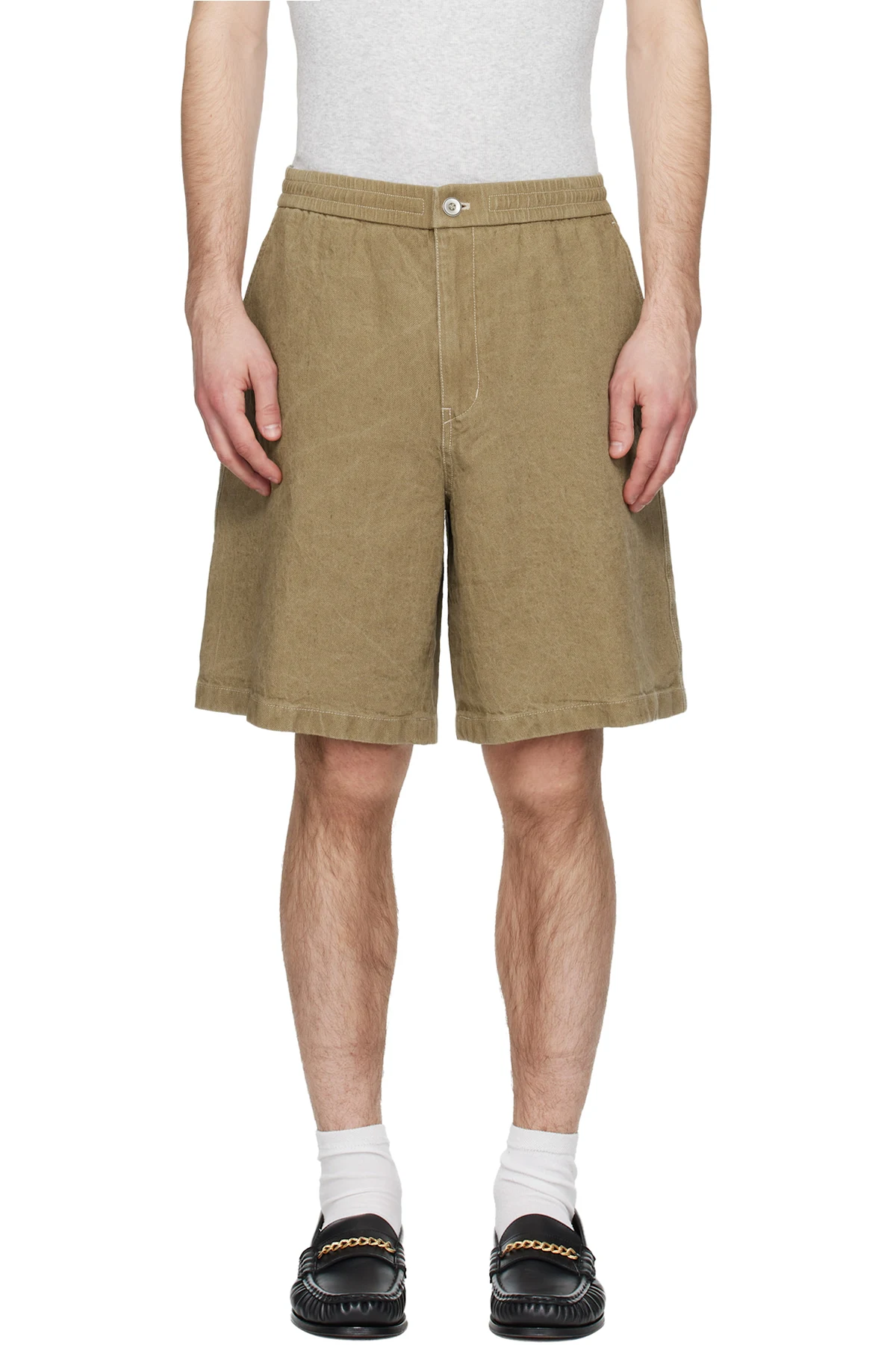 Khaki Linen Shorts
