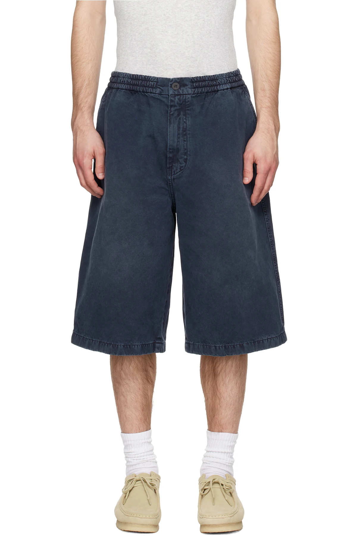 Gray Faded Denim Shorts