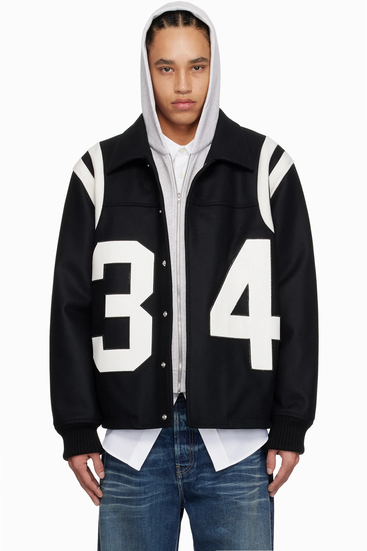 Black & White Varsity Bomber Jacket