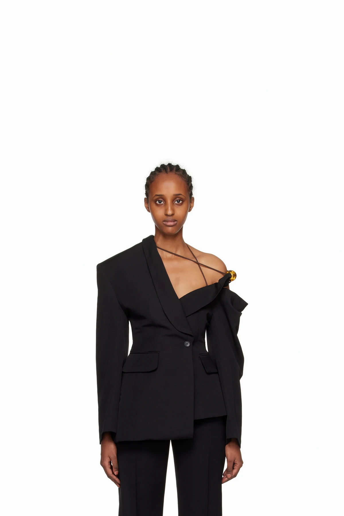 Black Le Raphia 'La Veste Baska' Blazer