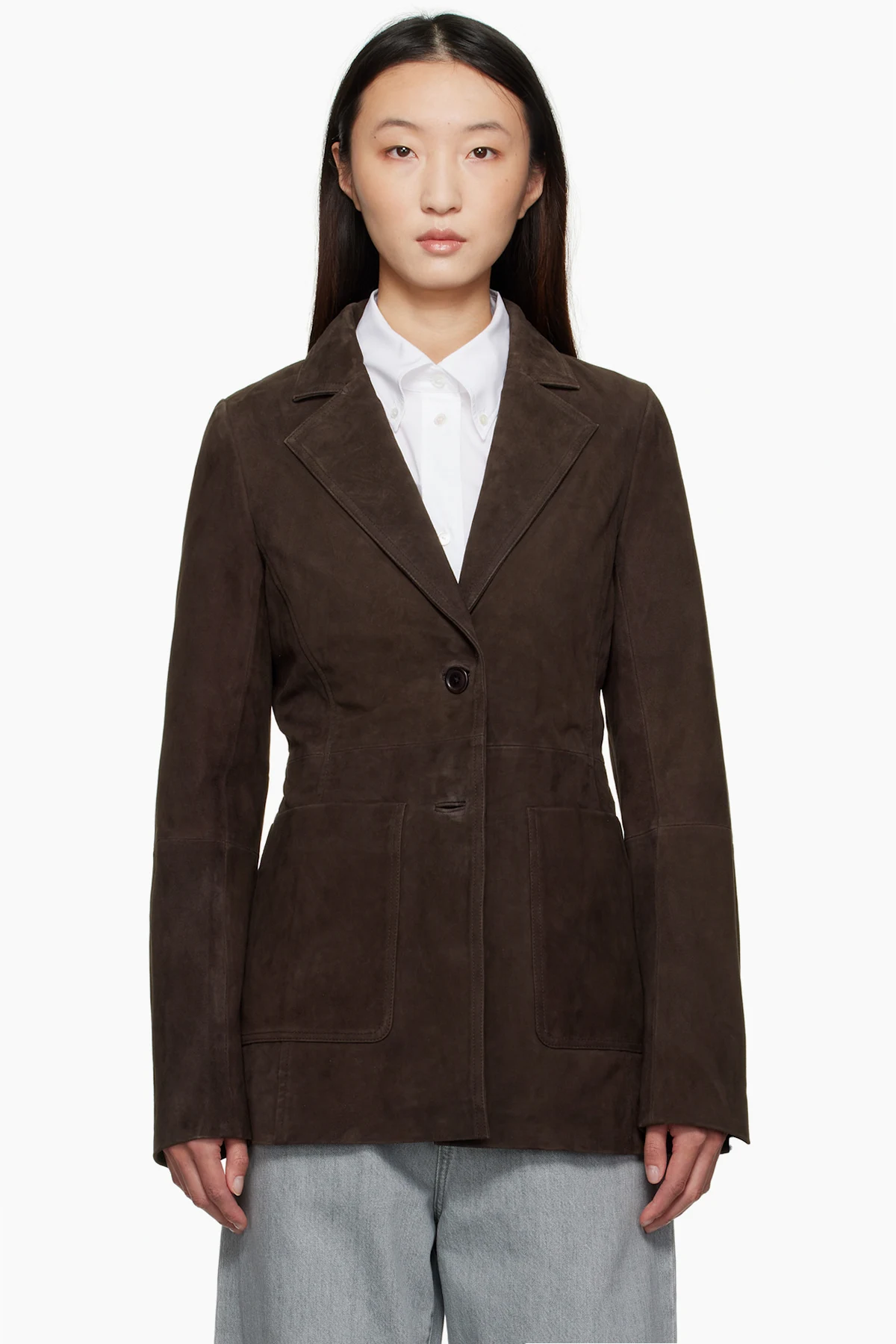 Brown Cinched Suede Blazer