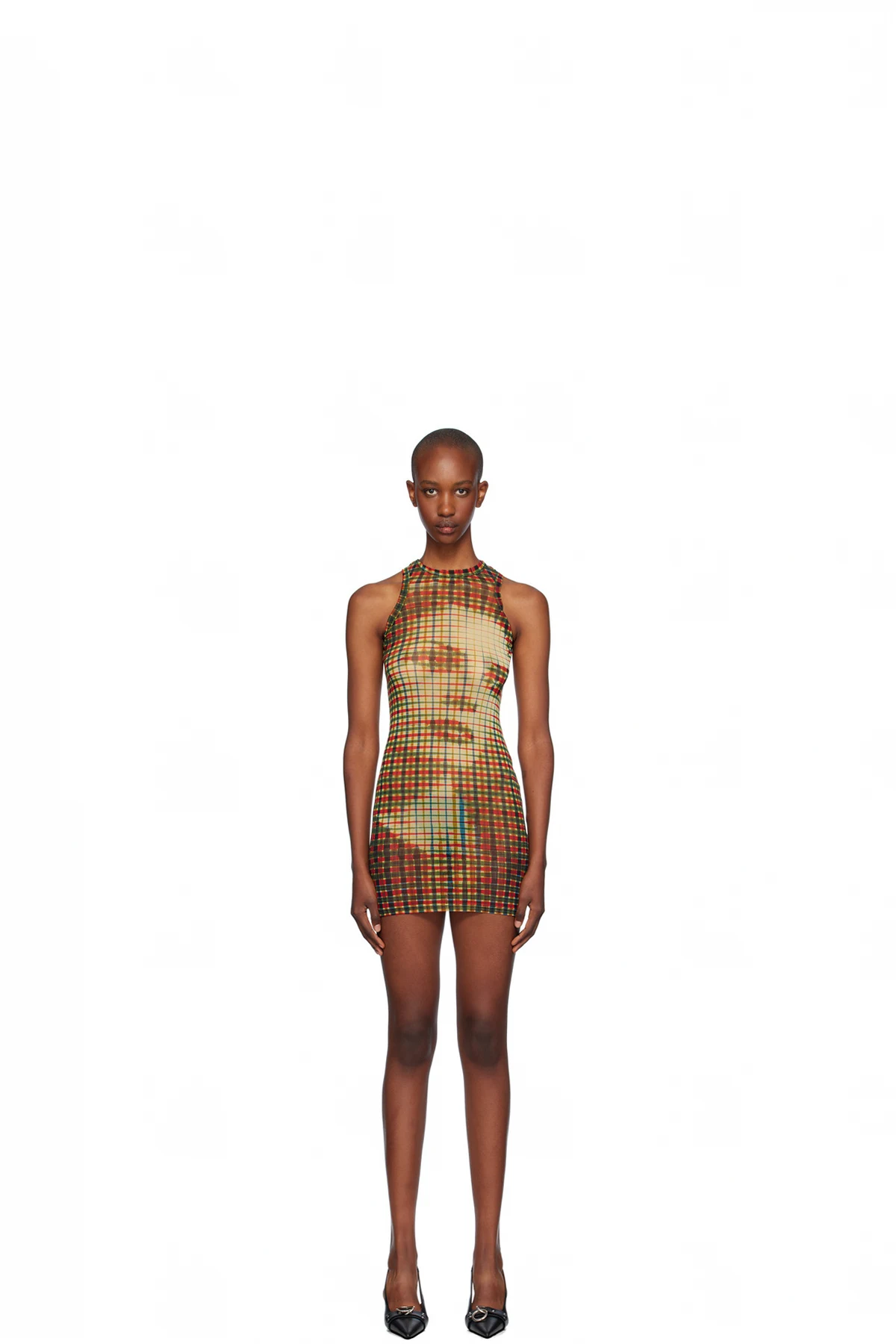 Yellow & Green Tartan Face Minidress