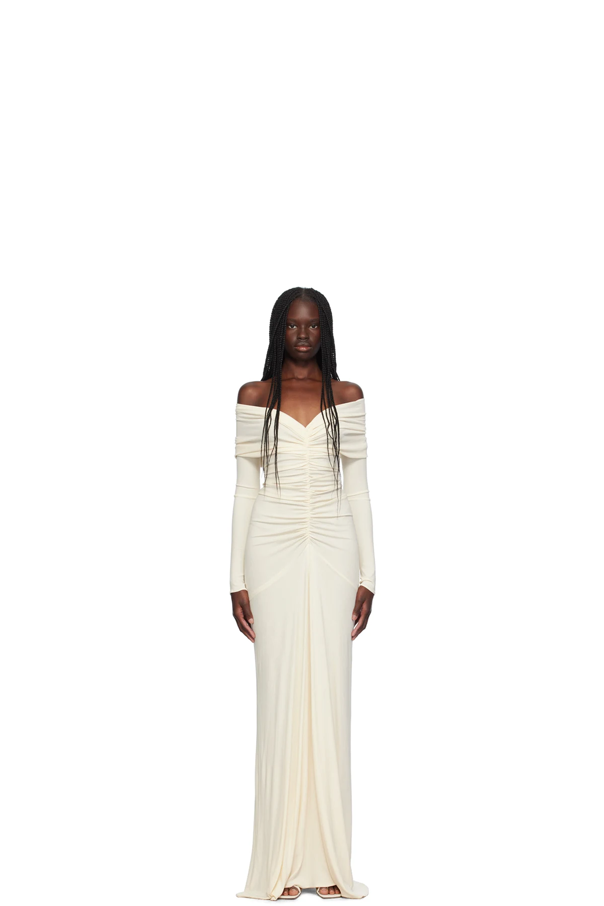 SSENSE Exclusive Off-White Ruched Maxi Dress