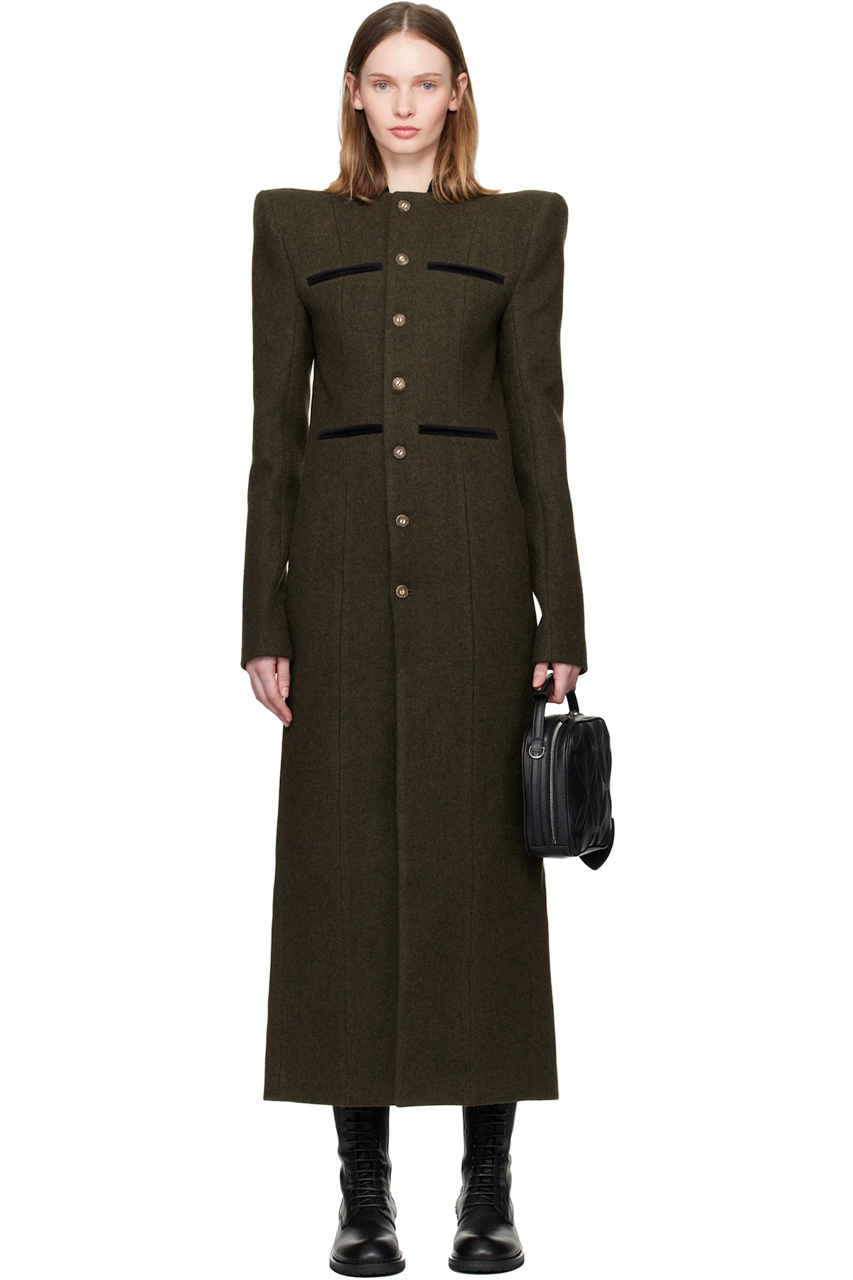 Khaki Pagoda Loden Maxi Coat