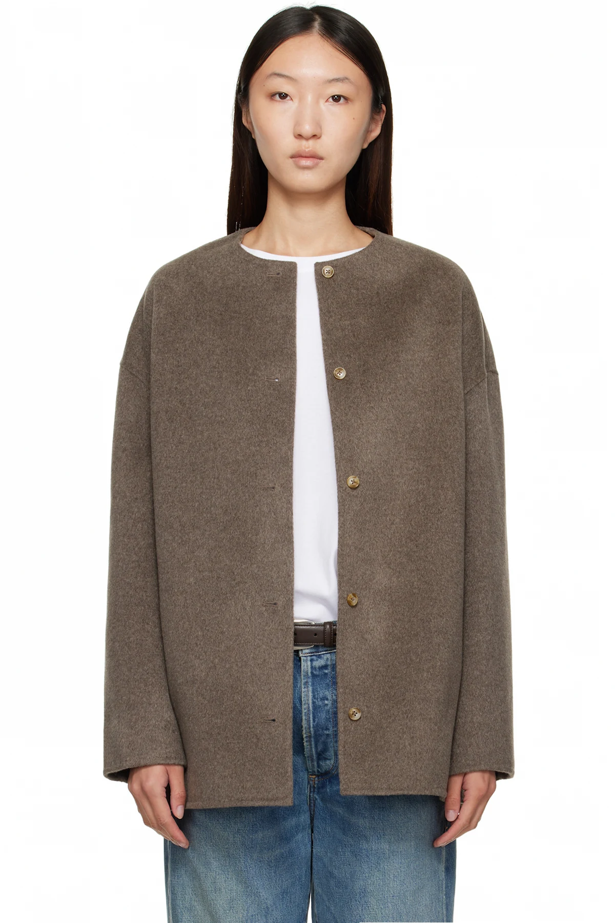 Taupe Dunne Wool Drap Short Coat
