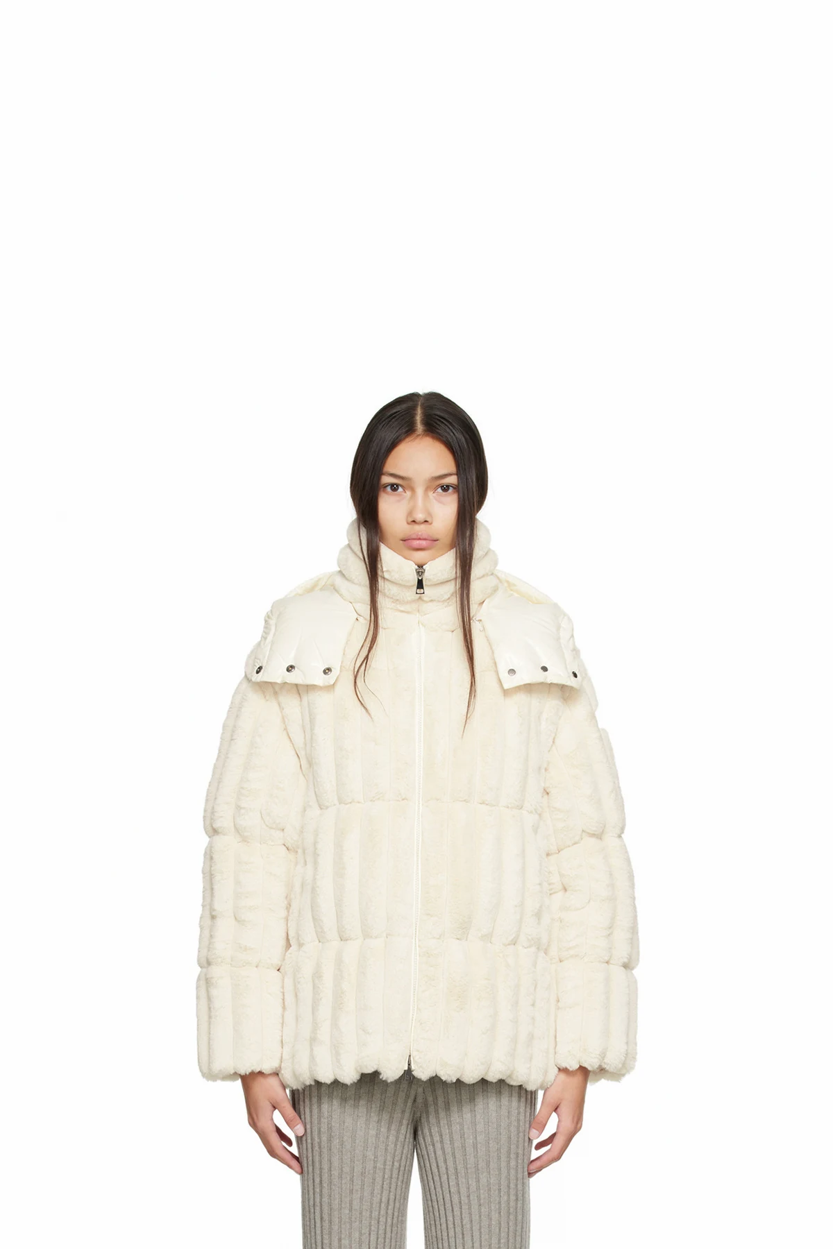 White Fare Faux-Fur Down Jacket