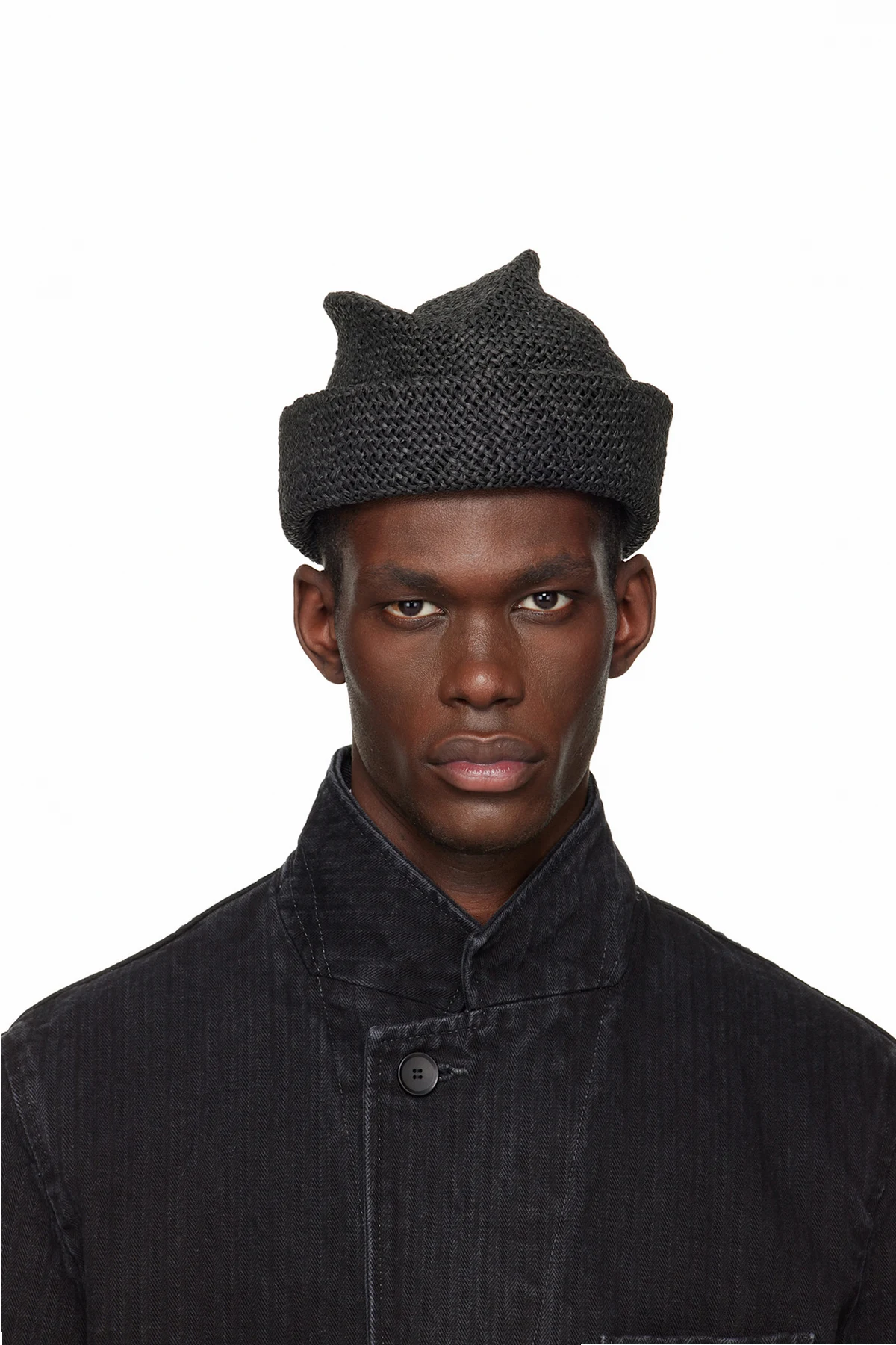 Black Hand Woven Garrison Hat