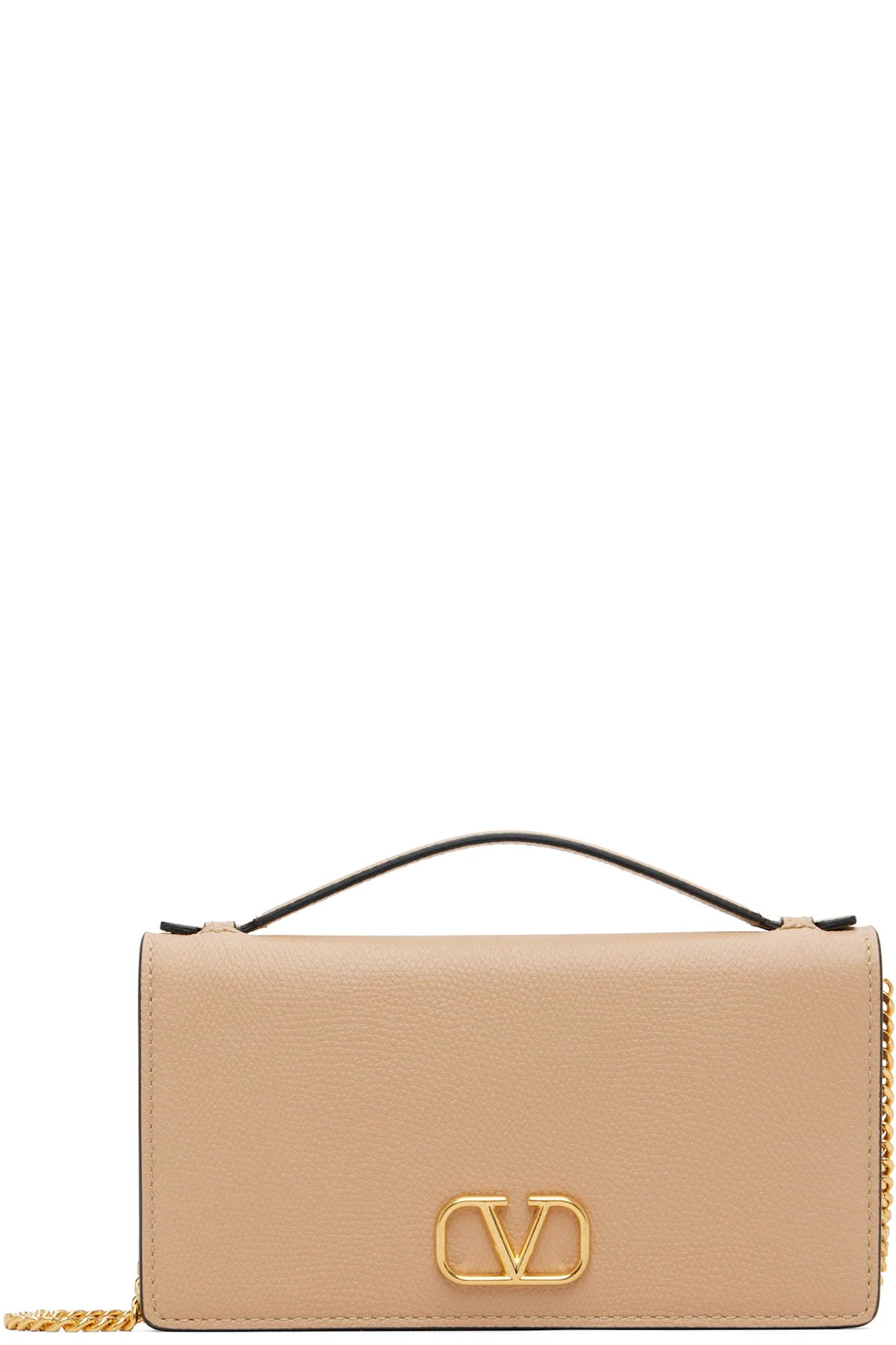 Beige VLogo Signature Grainy Calfskin Bag