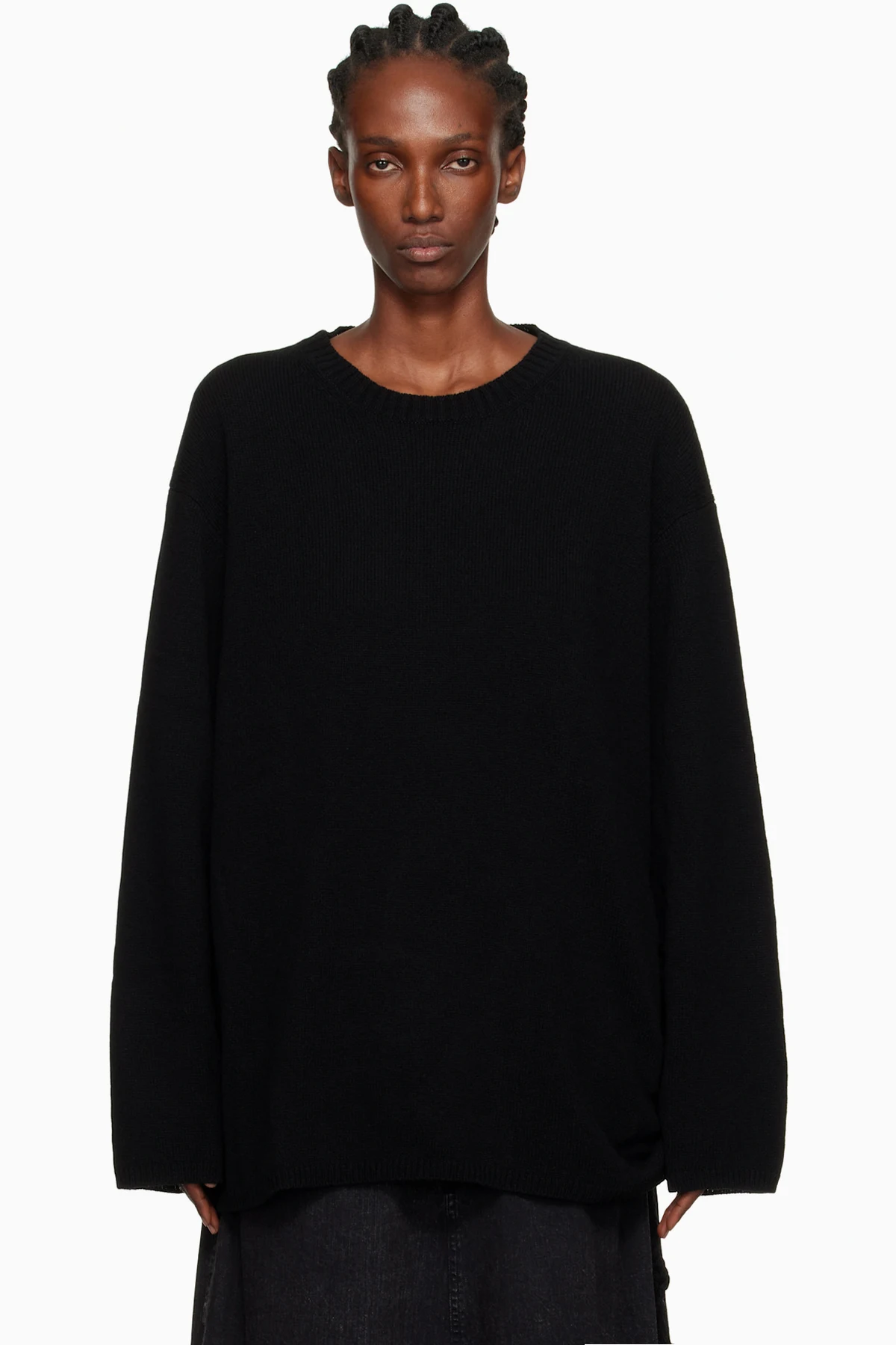 Black String Round Neck Sweater