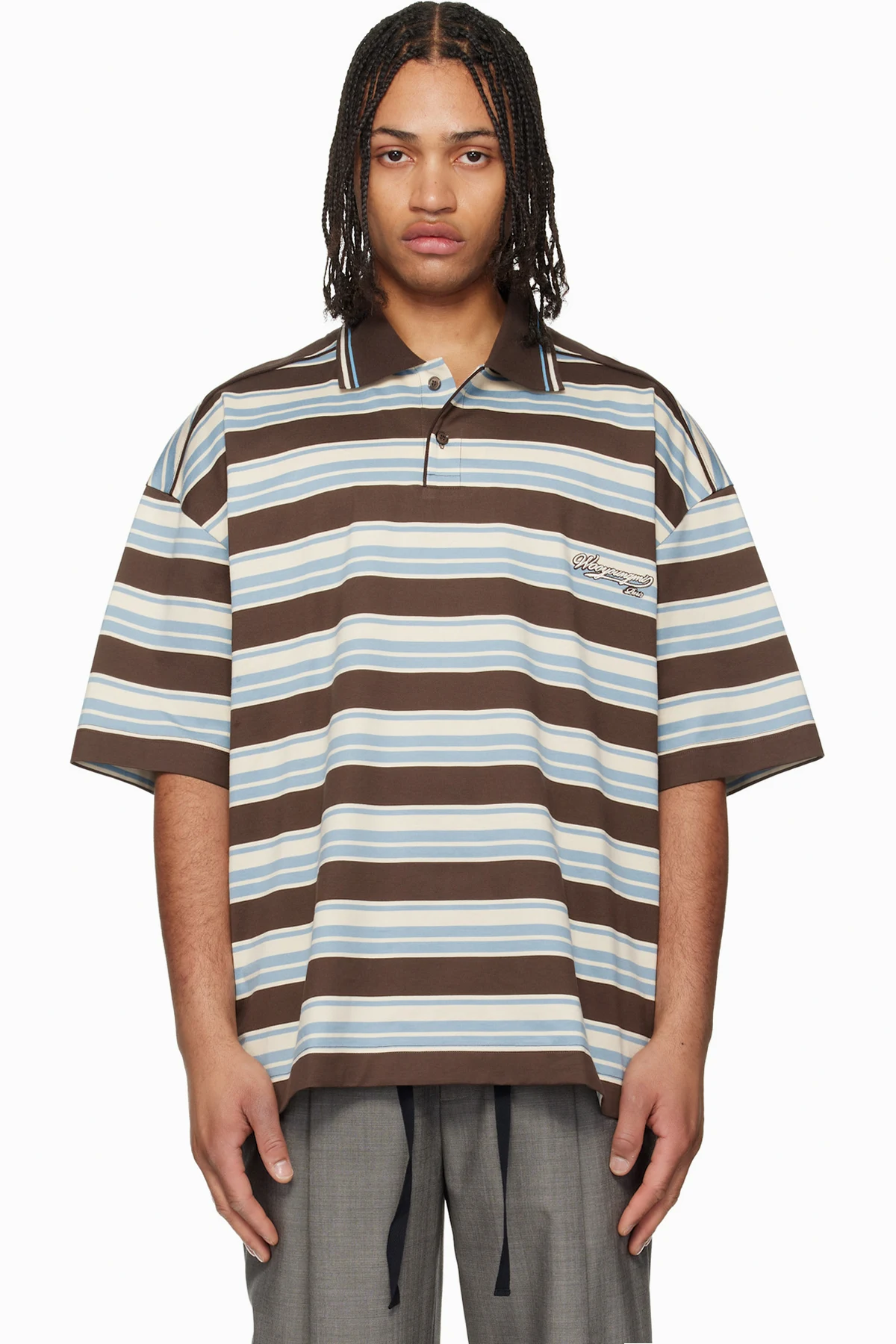 Brown & Blue Striped Polo