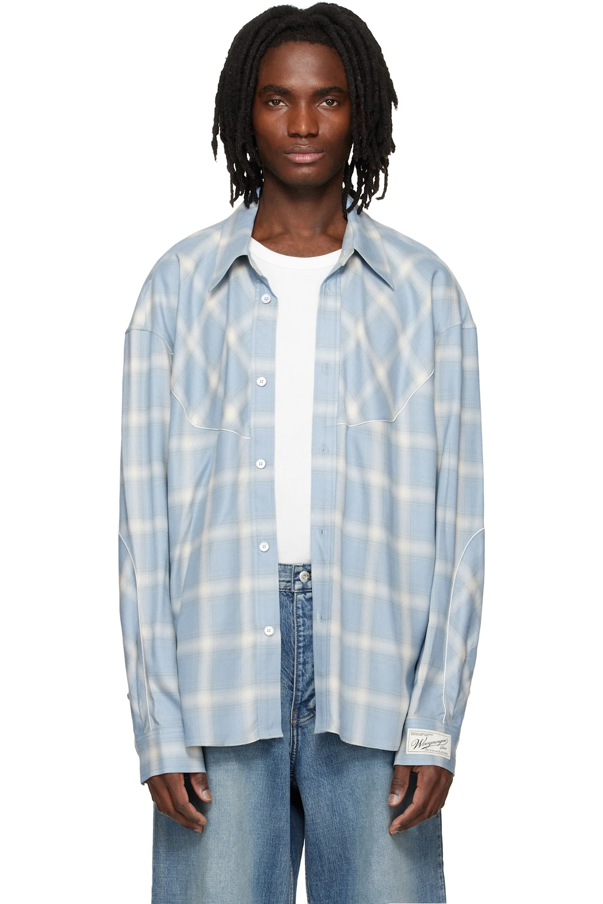 Blue Gradient Check Western Shirt