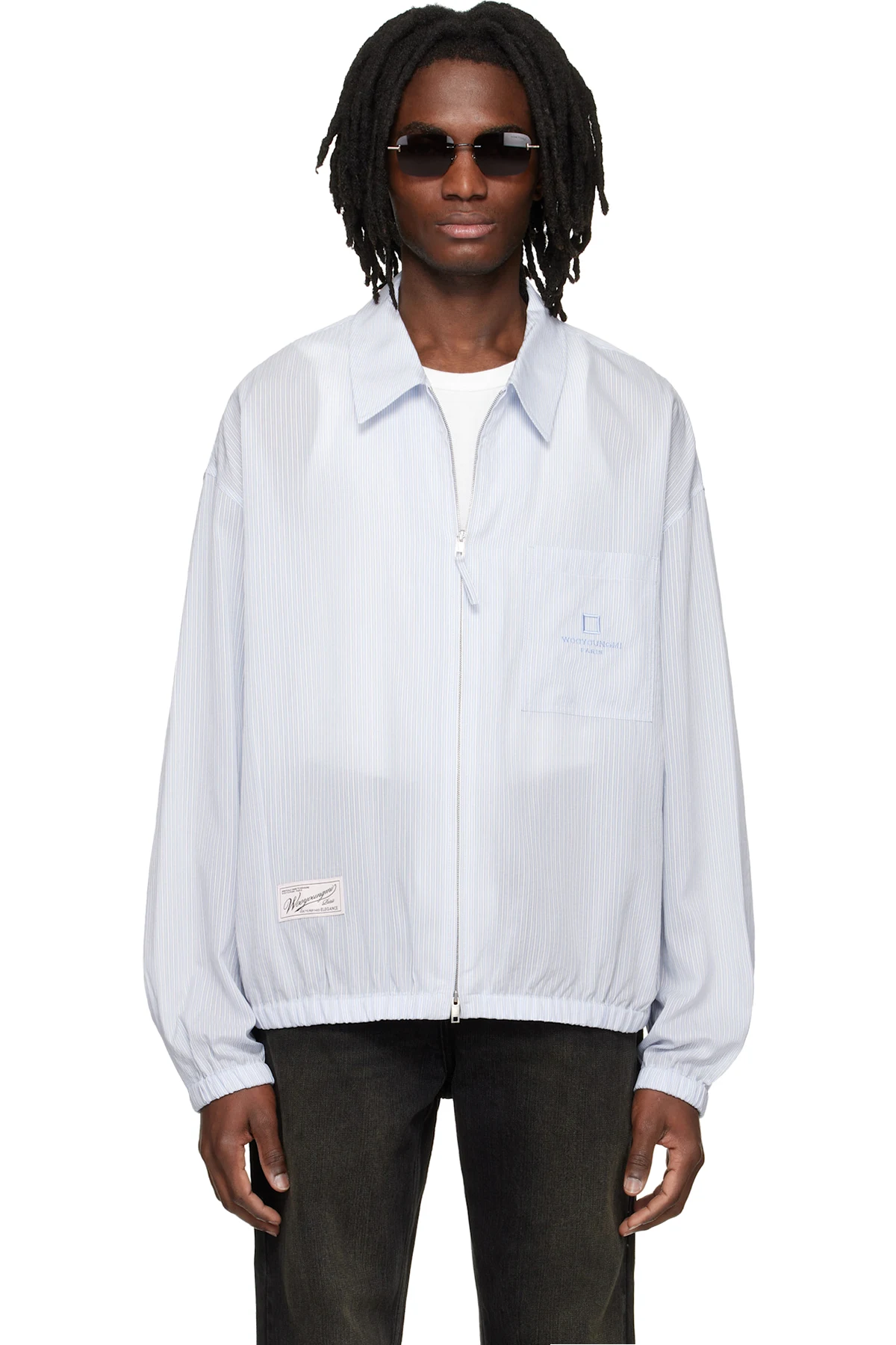 Blue Striped Zip-Up Shirt