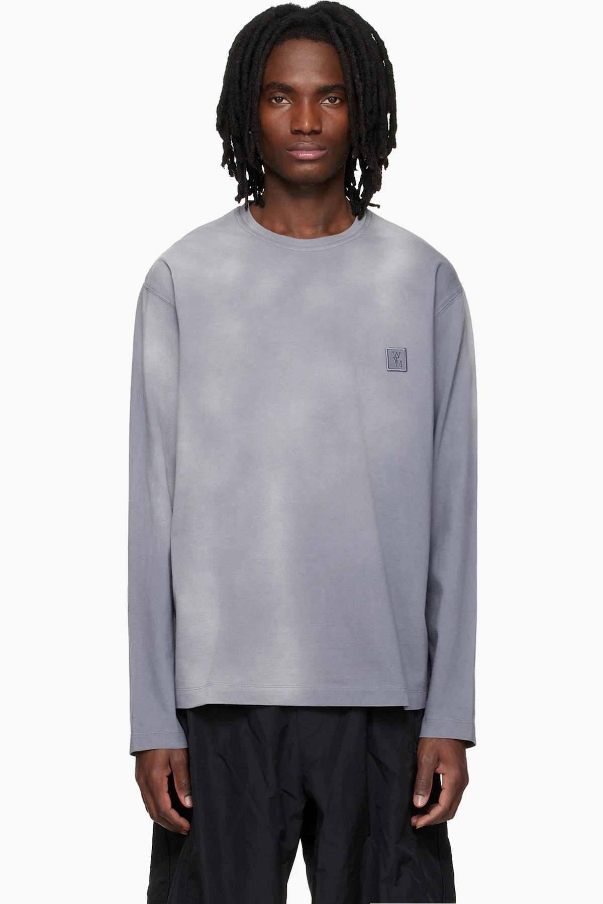 Gray Long-Sleeve Dyed Back Logo T-shirt