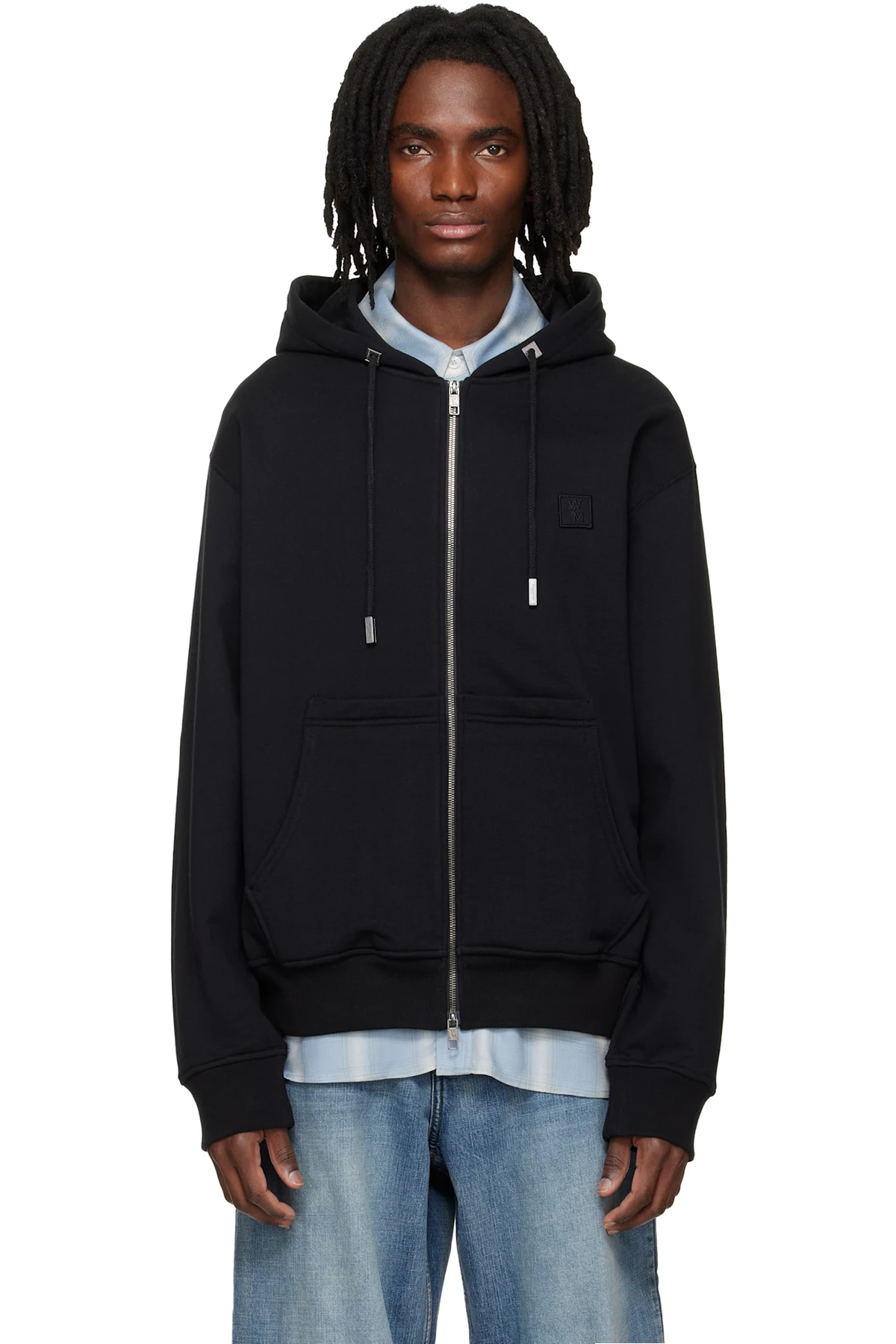 Black Back Logo Zip-Up Hoodie