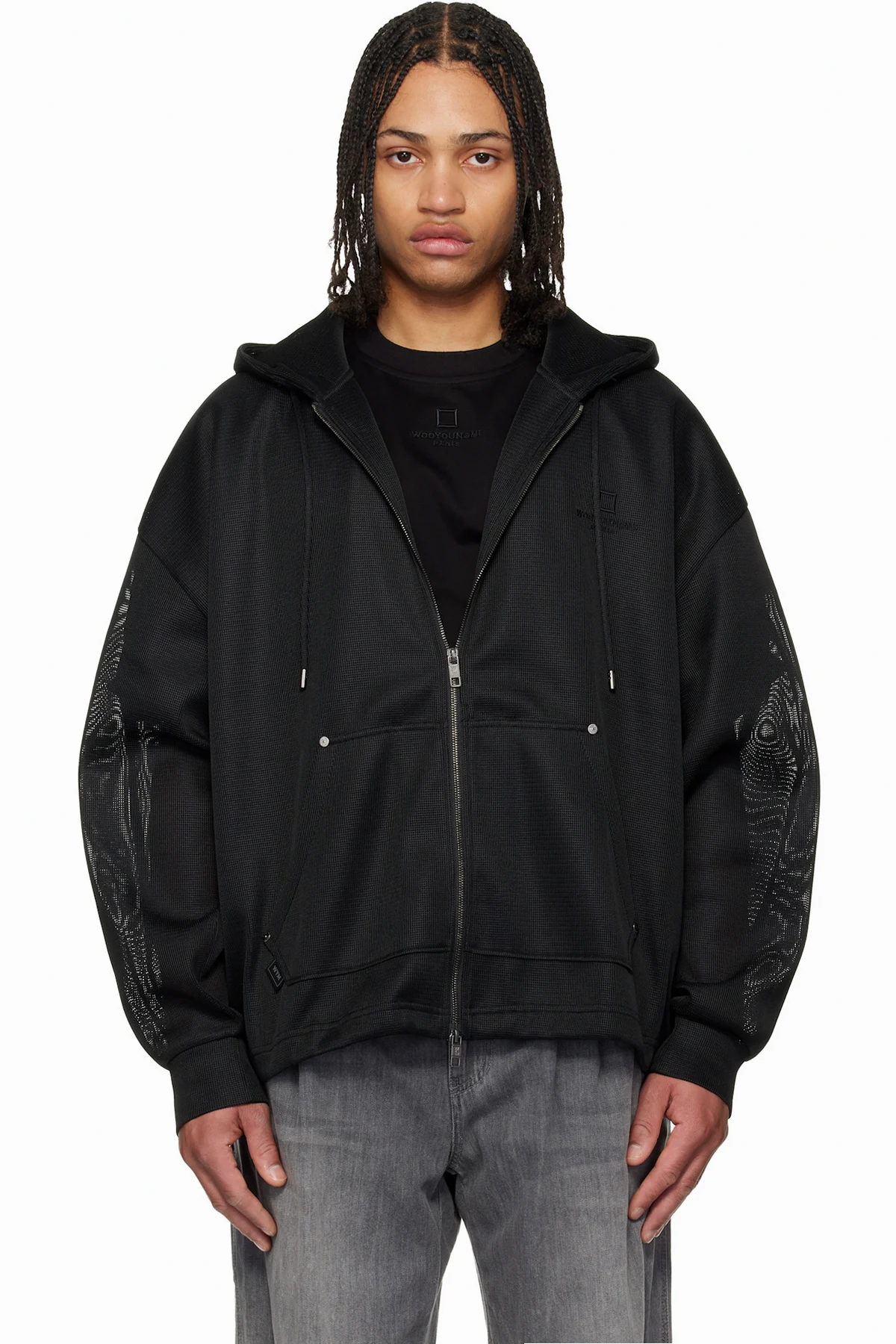 Black Mesh Hoodie