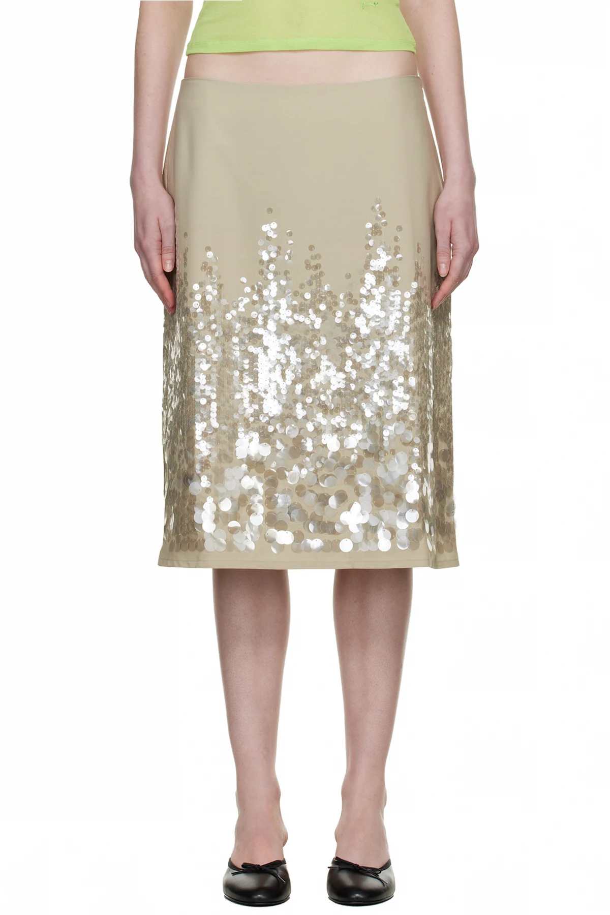 Khaki Ara Midi Skirt