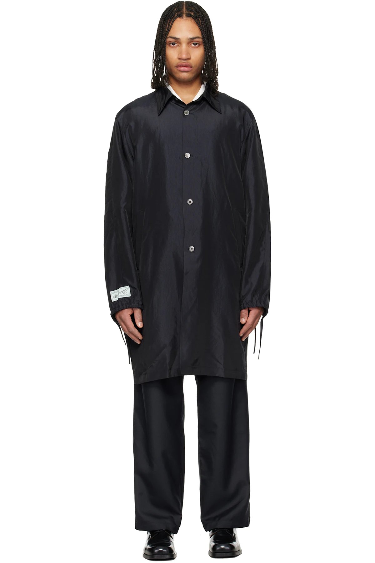 Navy Wrinkle Long Coat