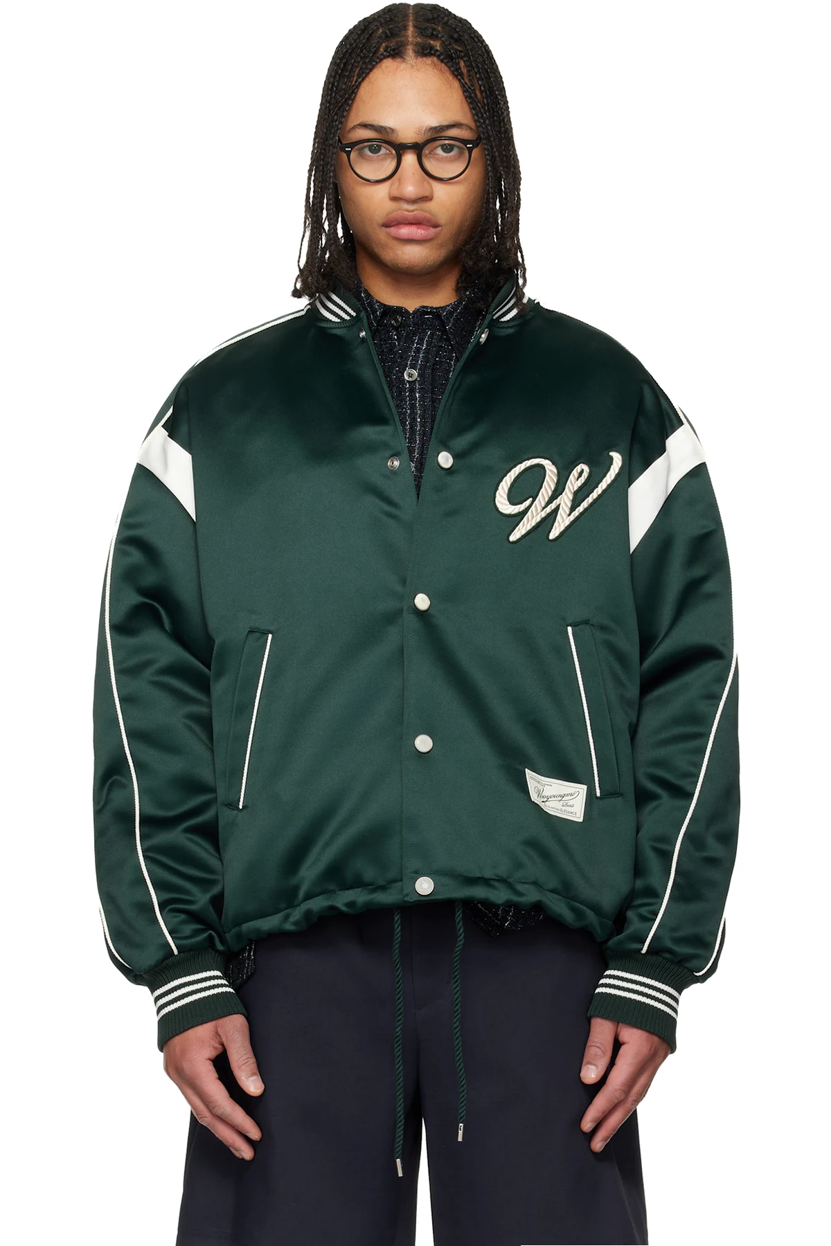 Green Logo Baseball Bomber Jacket