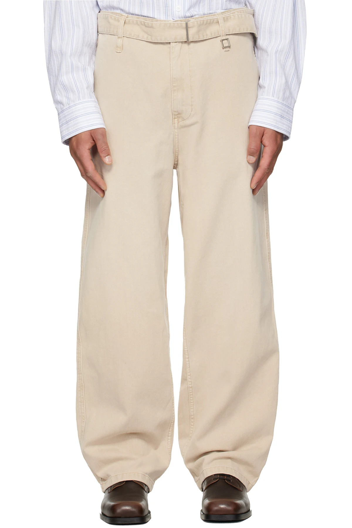 Beige Belted Jeans