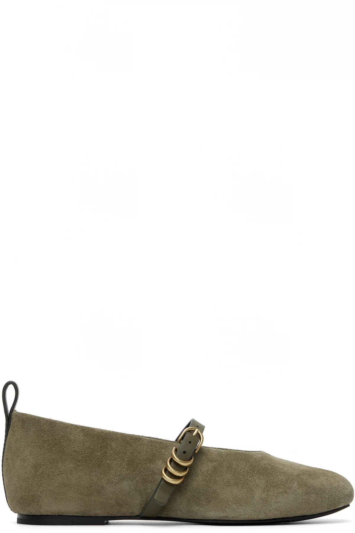Khaki Spire Suede Mary Jane Flats