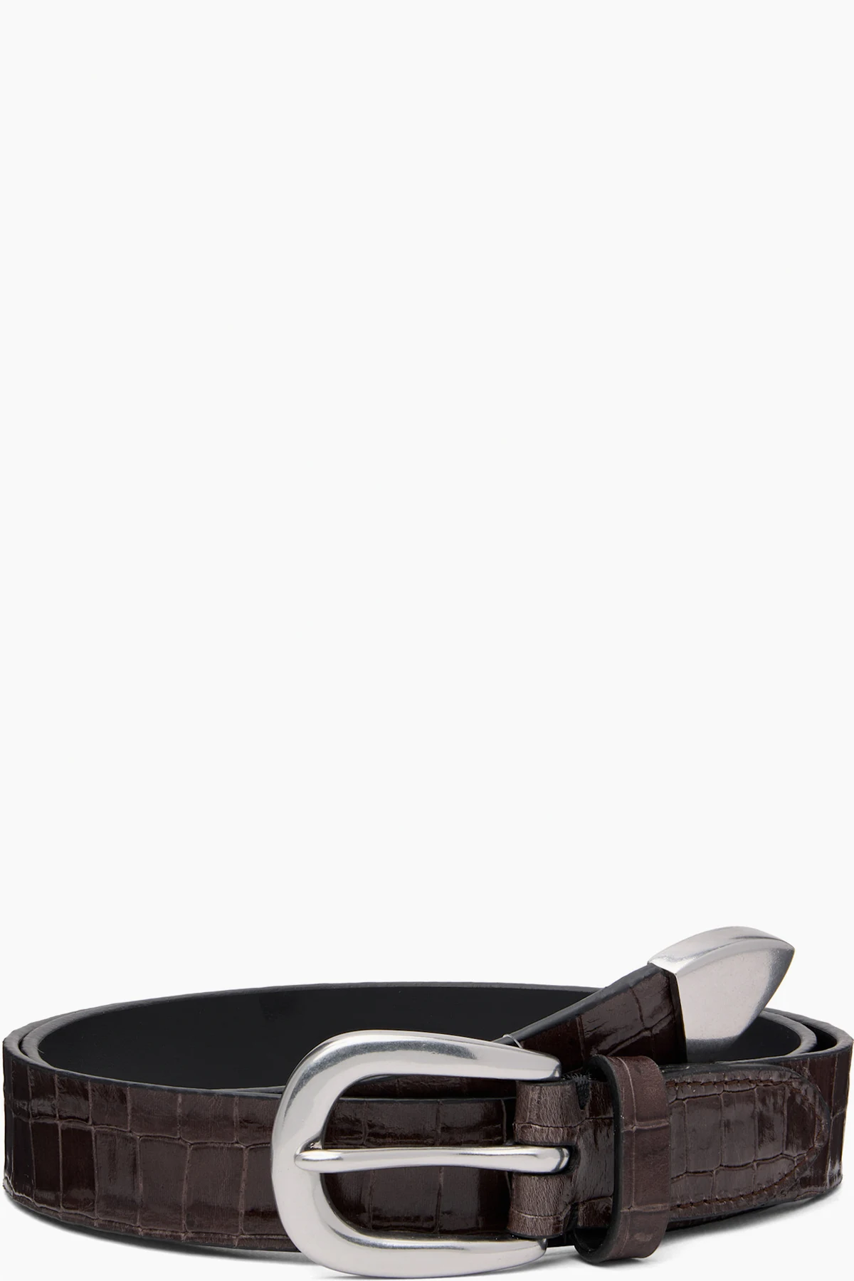 Brown Croc-Emboss Leather Belt