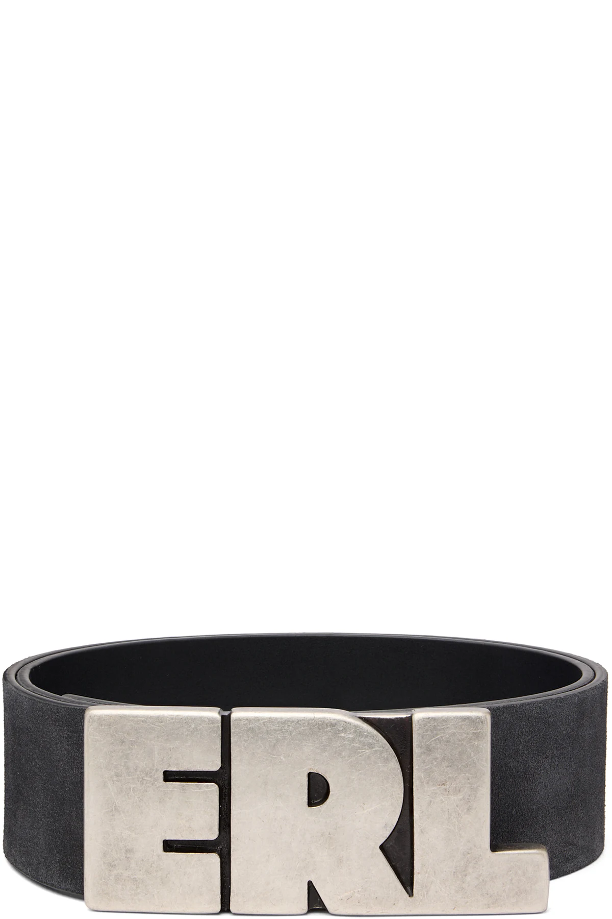 Black 'ERL' Large Suede Belt
