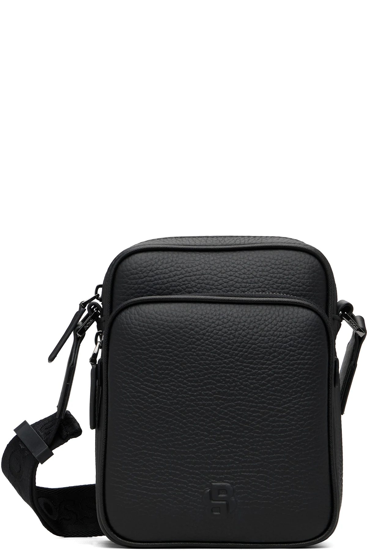Black Italian-Leather Double B Reporter Bag