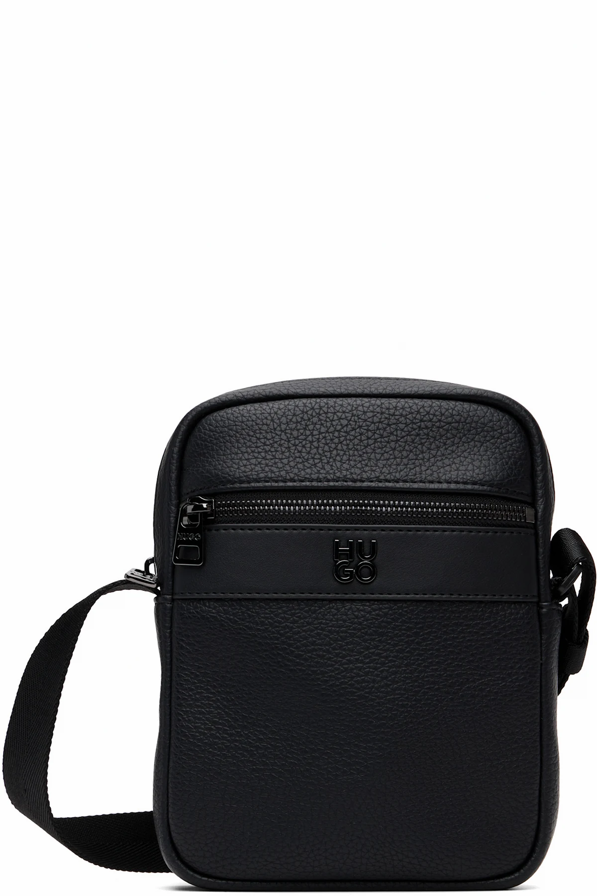 Black Grain Faux-Leather Bag