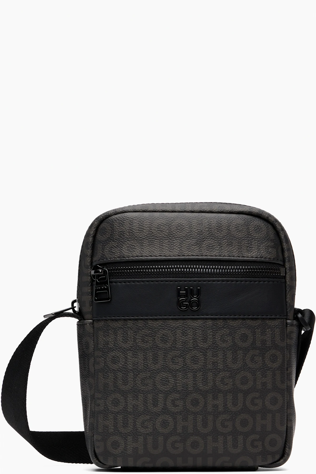 Black Grained Faux-Leather Bag