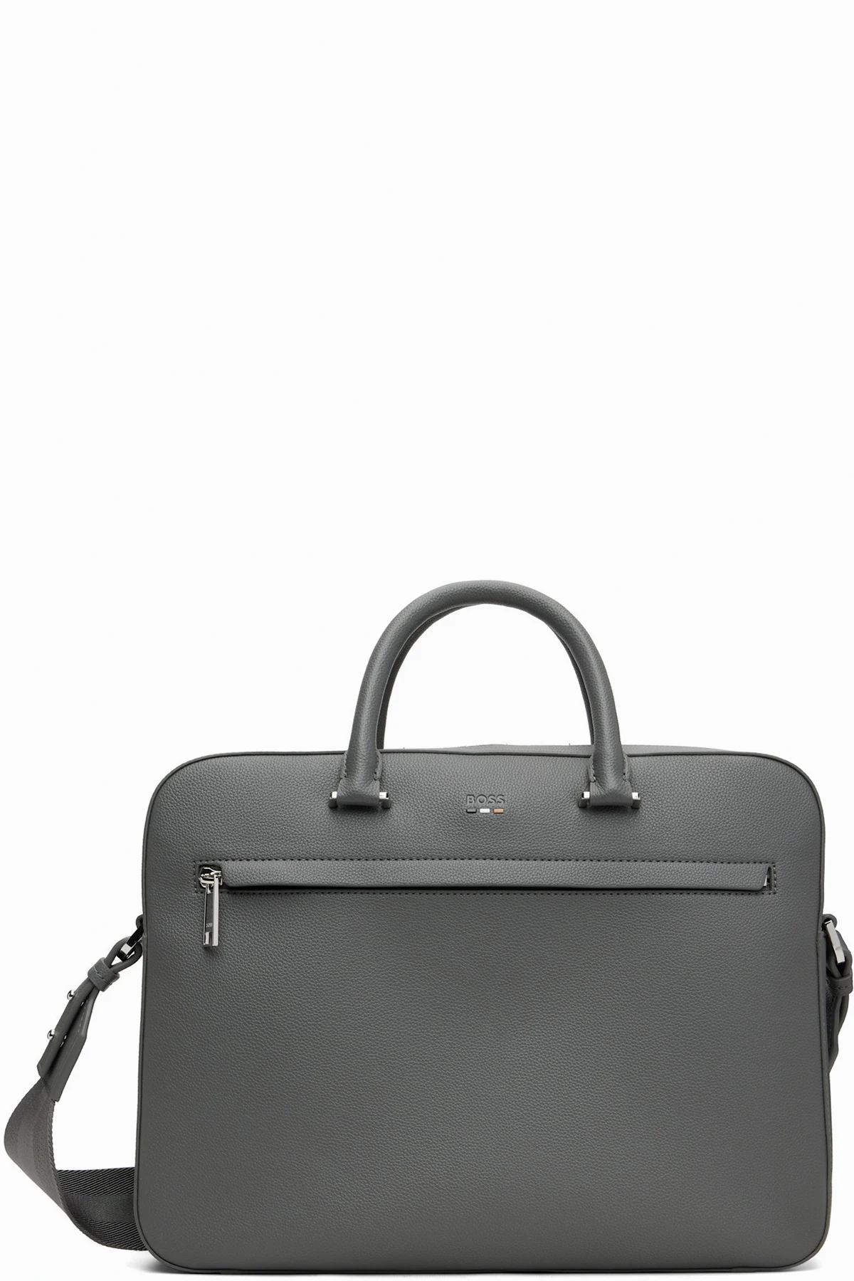 Gray Logo-Embossed Document Briefcase