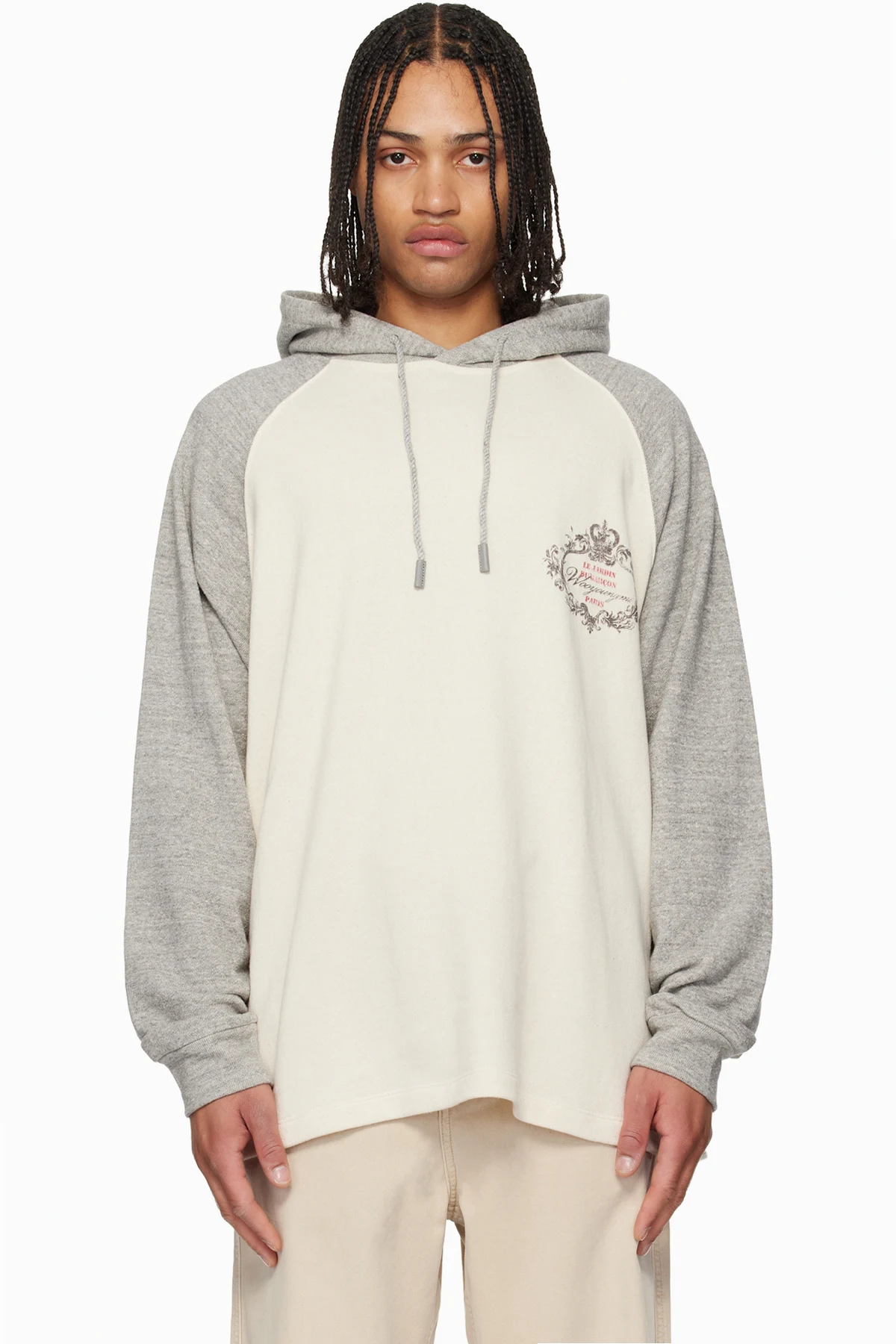 Off-White & Gray Crown Graphic Hoodie
