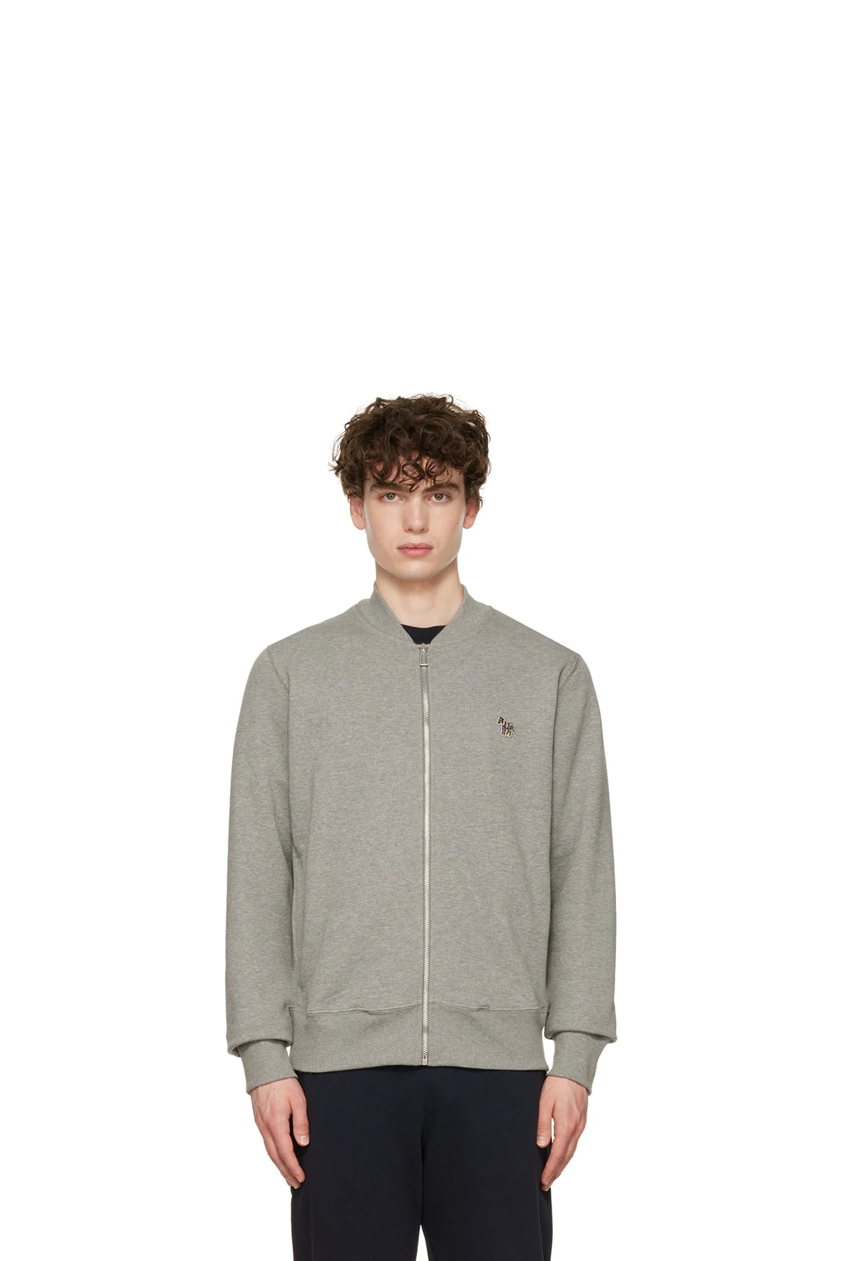 Gray Zebra Bomber Jacket