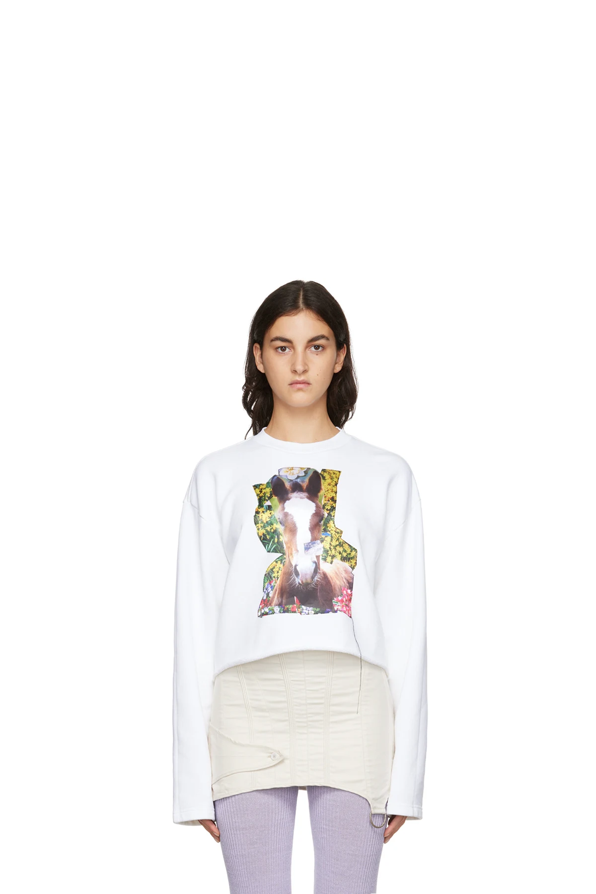 White Digital Print Sweatshirt