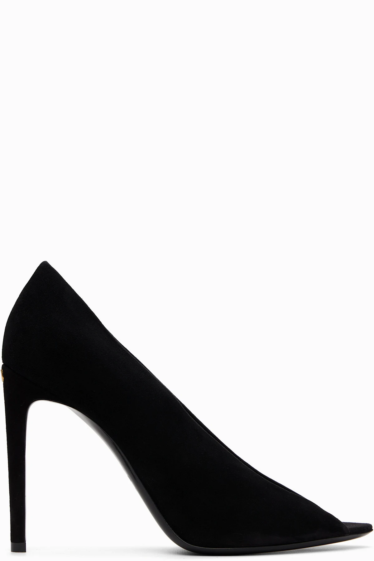 Black Open Toe Révélé Suede Heels